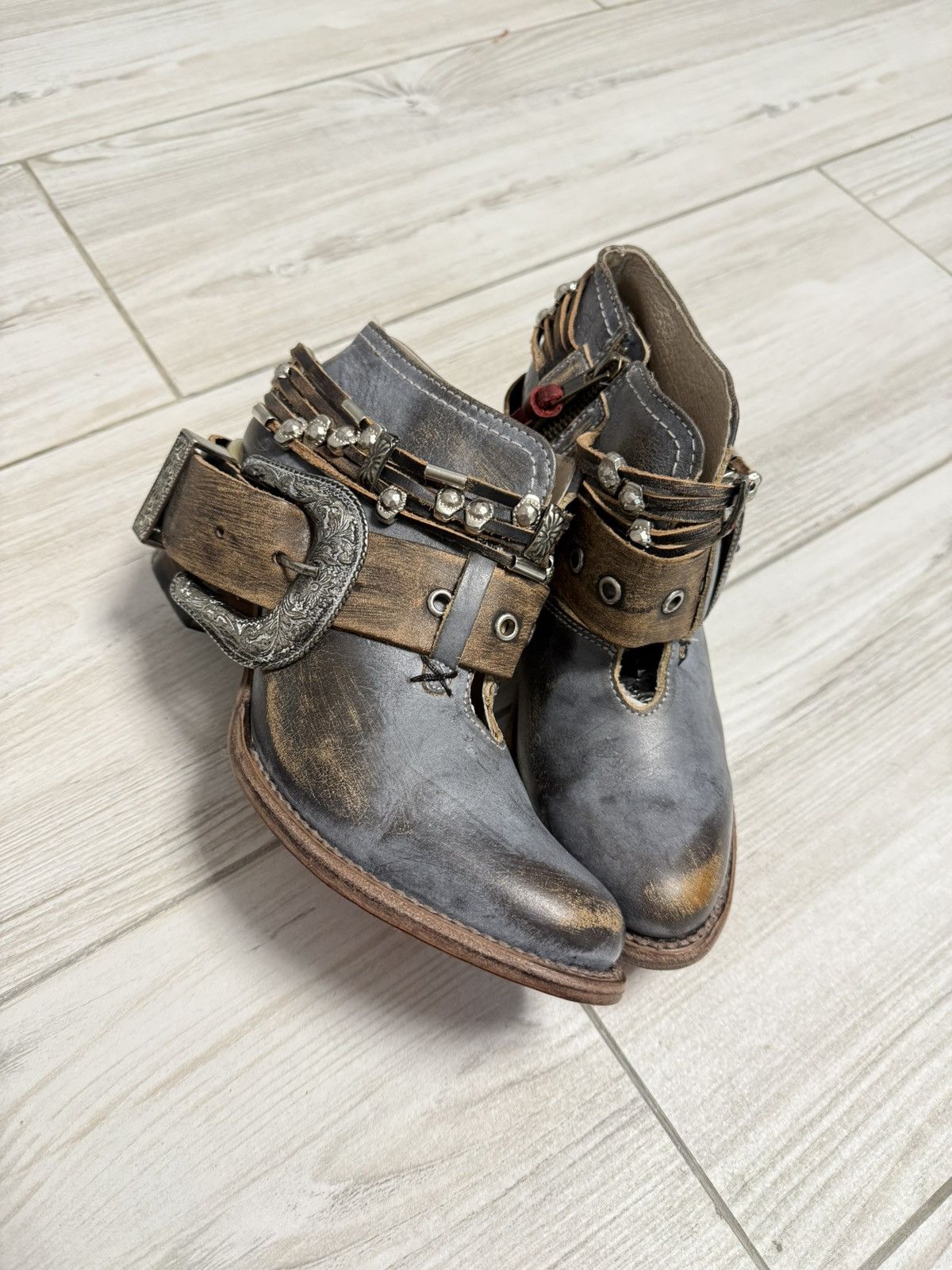 FREEBIRD Avant-garde handmade leather Cossack boots from Mexico Size US 9 / IT 39 - 2 Thumbnail