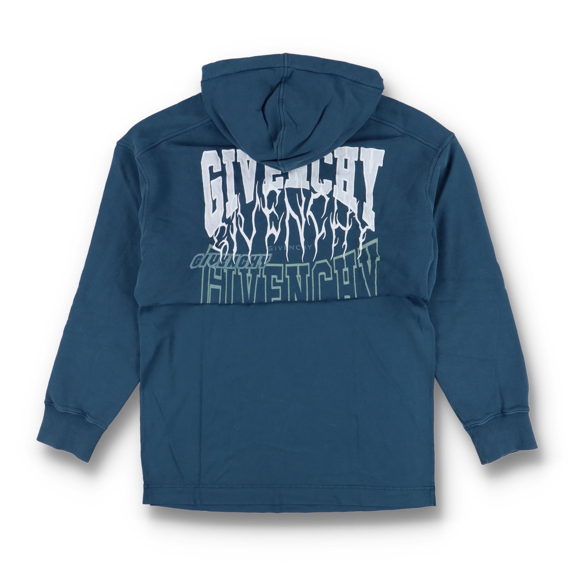 Givenchy Blue Embroidered Multi Logo Oversized Layered Hoodie Size US M / EU 48-50 / 2 - 8 Thumbnail