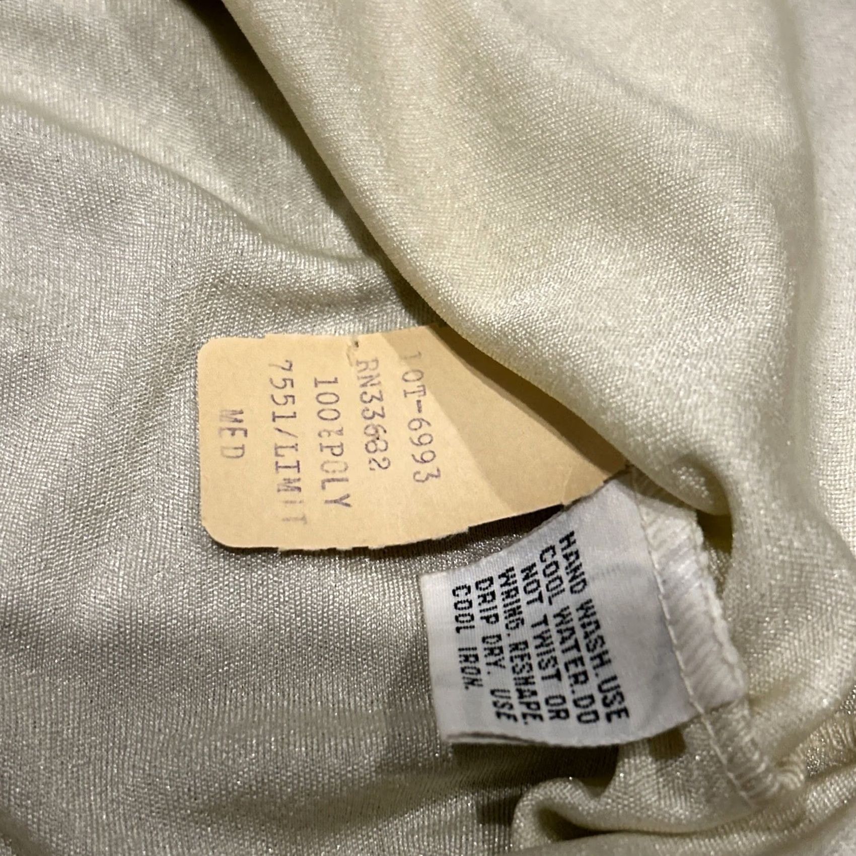 Vintage VINTAGE Camisole Top M Beige Polyester Lace Straps 1980s Rockabilly Womens Size M / US 6-8 / IT 42-44 - 2 Thumbnail