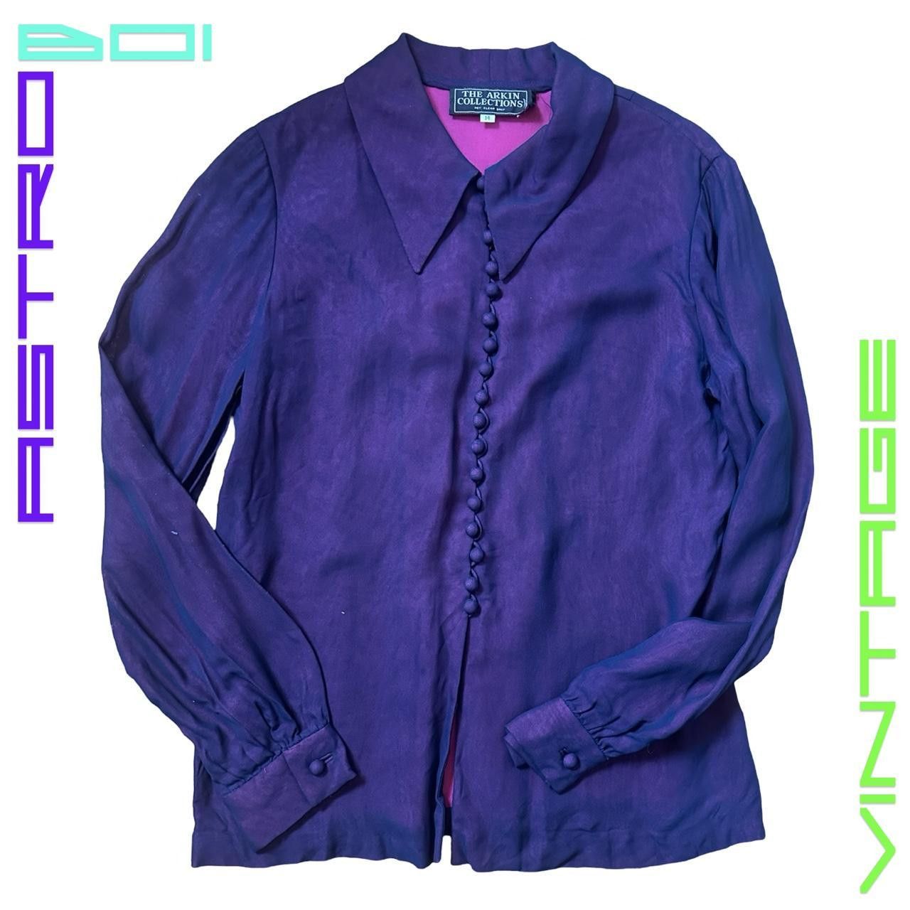 Vintage Vintage 70s Purple Organza button-up blouse - Small Size S / US 4 / IT 40 - 1 Thumbnail