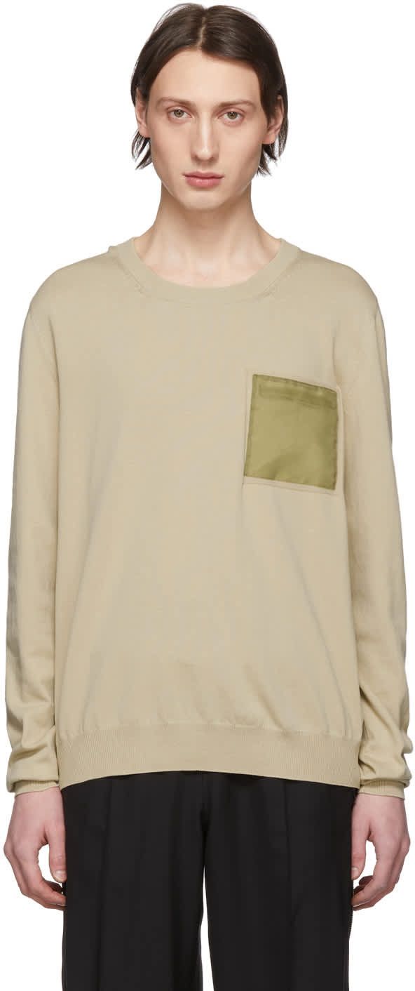 Maison Margiela Maison Margiela Beige Front Pocket Sweater Size US S / EU 44-46 / 1 - 1 Thumbnail