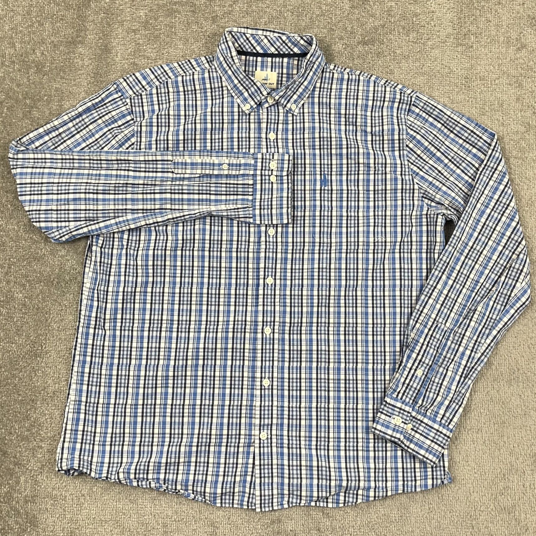 johnnie-O Johnnie-O Hangin Out Shirt Men XL Blue Plaid Button-Down Long Sleeve Casual Work Shirt Size US XL / EU 56 / 4 - 3 Thumbnail