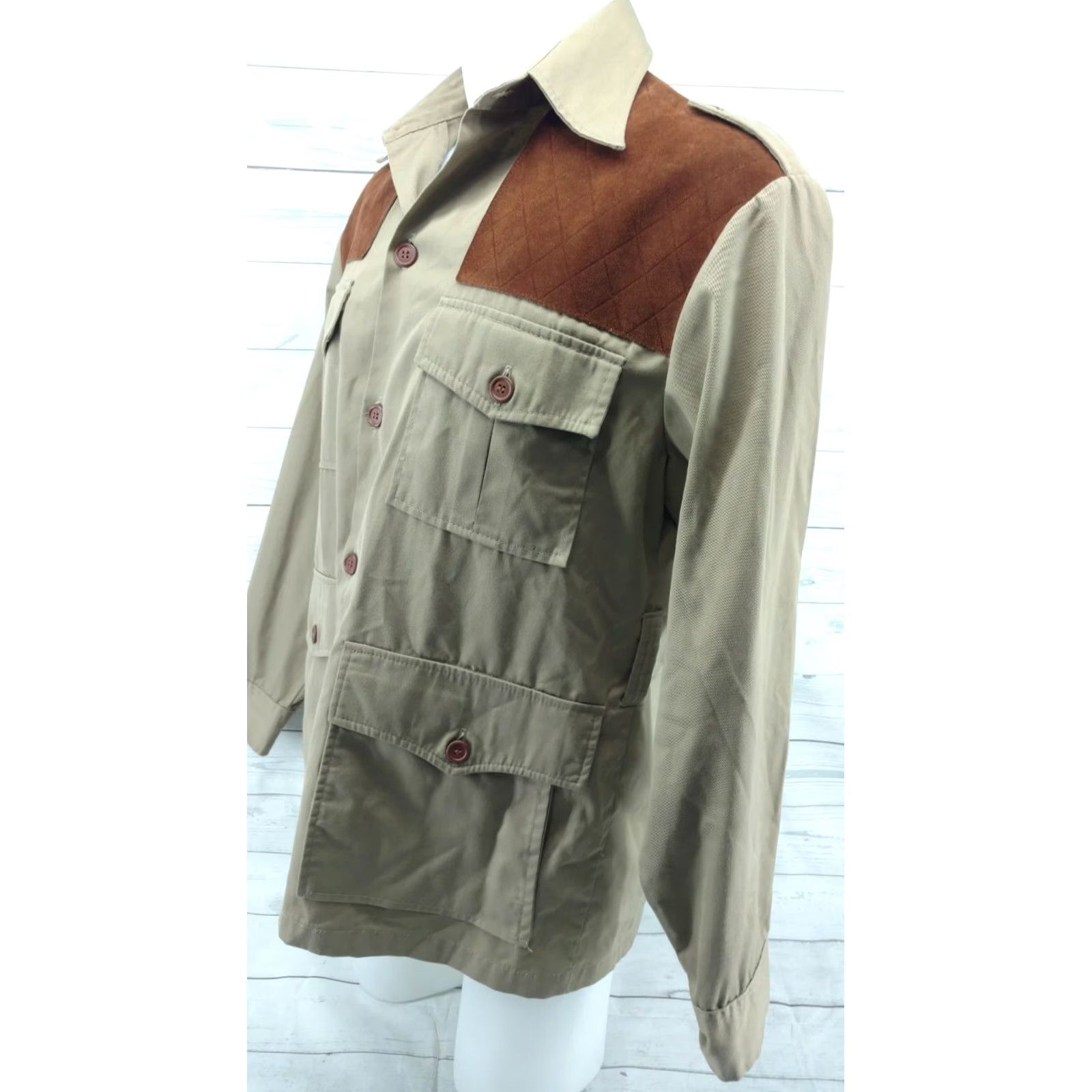 Vintage Woolrich USA Brown Leather Shoulder Patch Hunting Shirt Jacket SZ Large Mens Long Sleeve 1980s G11 Size US L / EU 52-54 / 3 - 2 Thumbnail