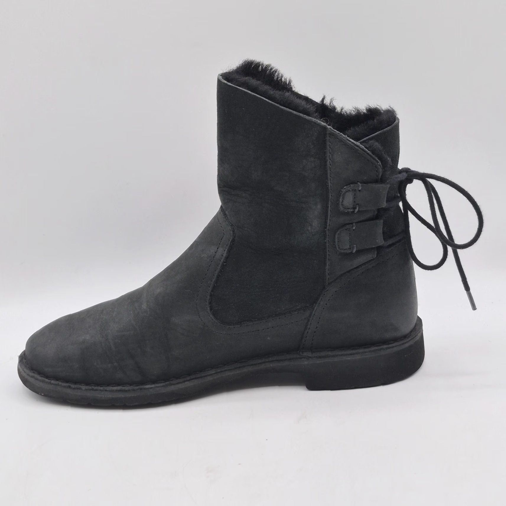 UGG Black Suede Lace-Up Shearling-Lined Boots Ugg Australia Women Wedge Boot Zea Waterproof | Mercari main image 4