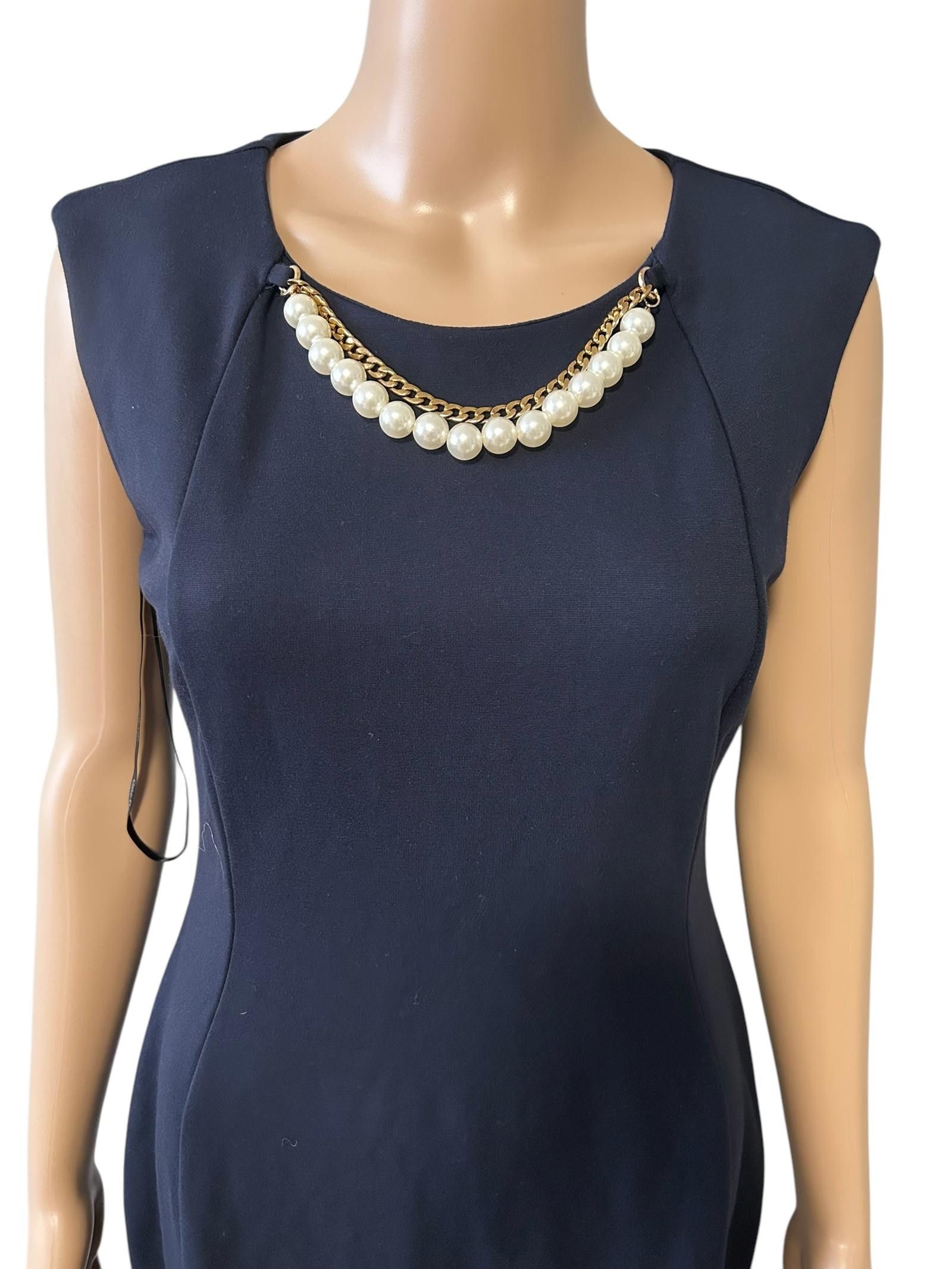 Calvin Klein Elegant Black Dress with Pearl Accents Size M / US 6-8 / IT 42-44 - 7 Thumbnail