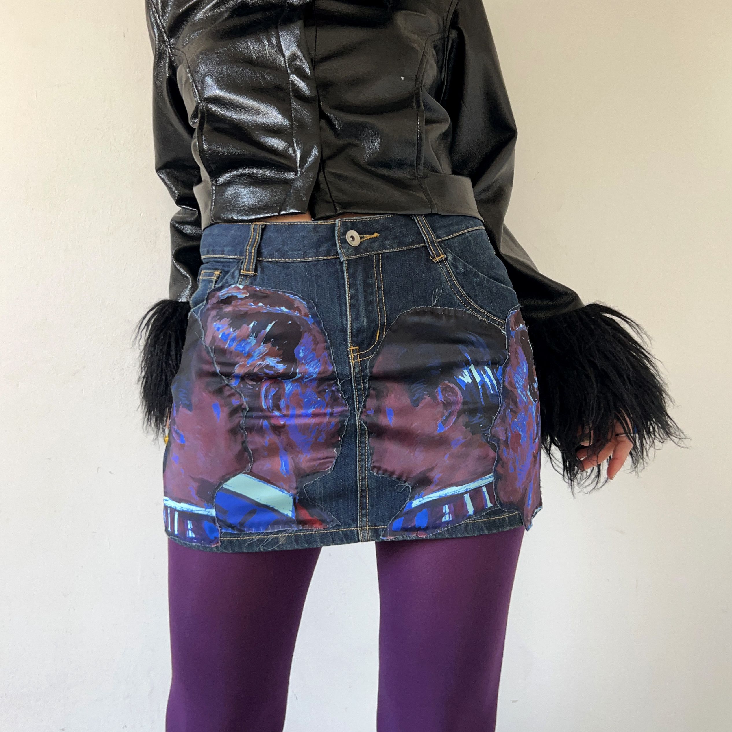 Custommade Custom Graphic Print Reworked Denim Skirt Size 27" / US 4 / IT 40 - 11 Thumbnail