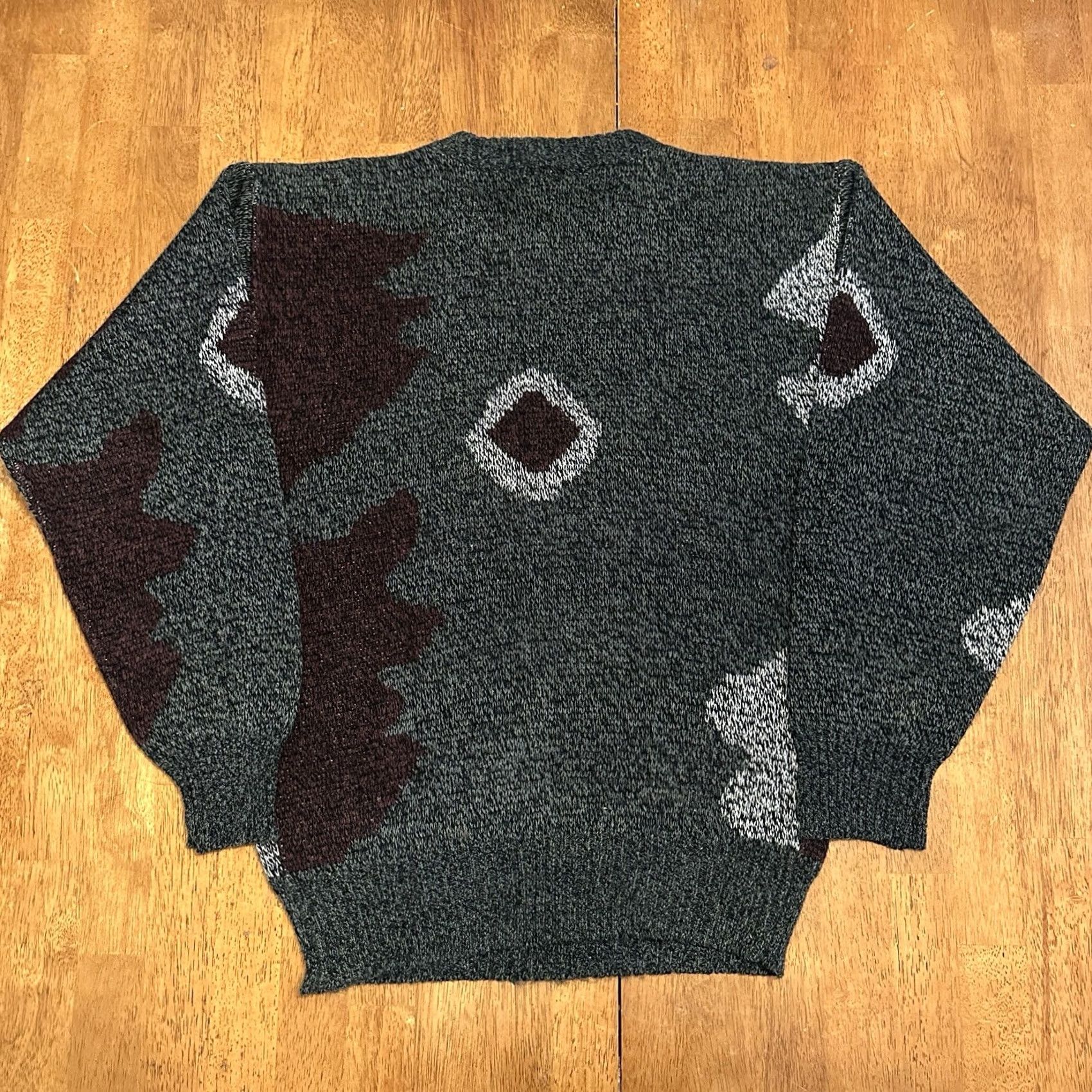 Vintage VINTAGE 90s Kennington Geometric Knit Sweater M Regular Red Gray Grandpa Mens Size US M / EU 48-50 / 2 - 3 Thumbnail