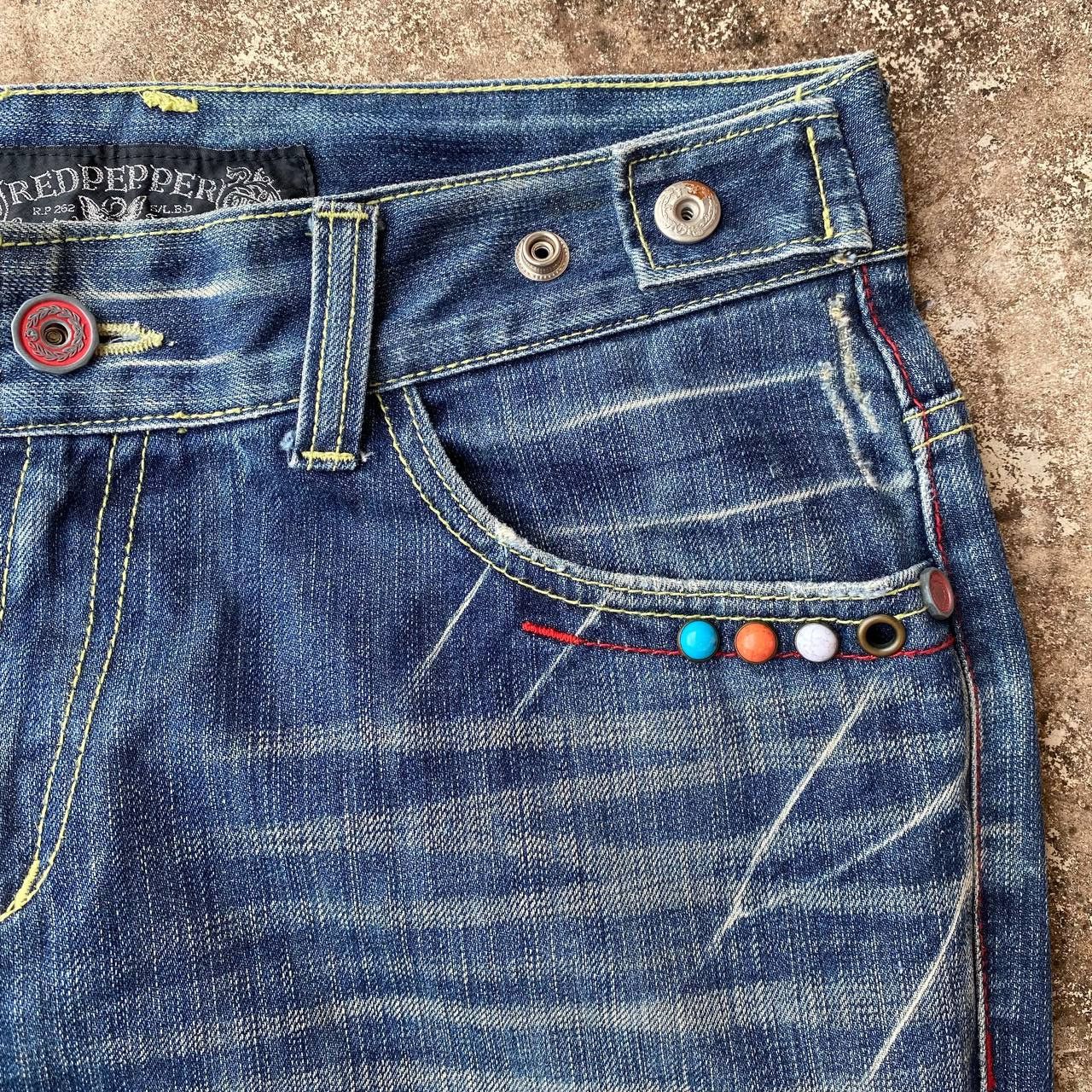 Japanese Brand × Le Grande Bleu (L.G.B.) × Tornado Mart A BEAUTIFUL FLARE DENIM RED PEPPER GOLD LABEL EAGLE WING Size US 31 - 15 Thumbnail