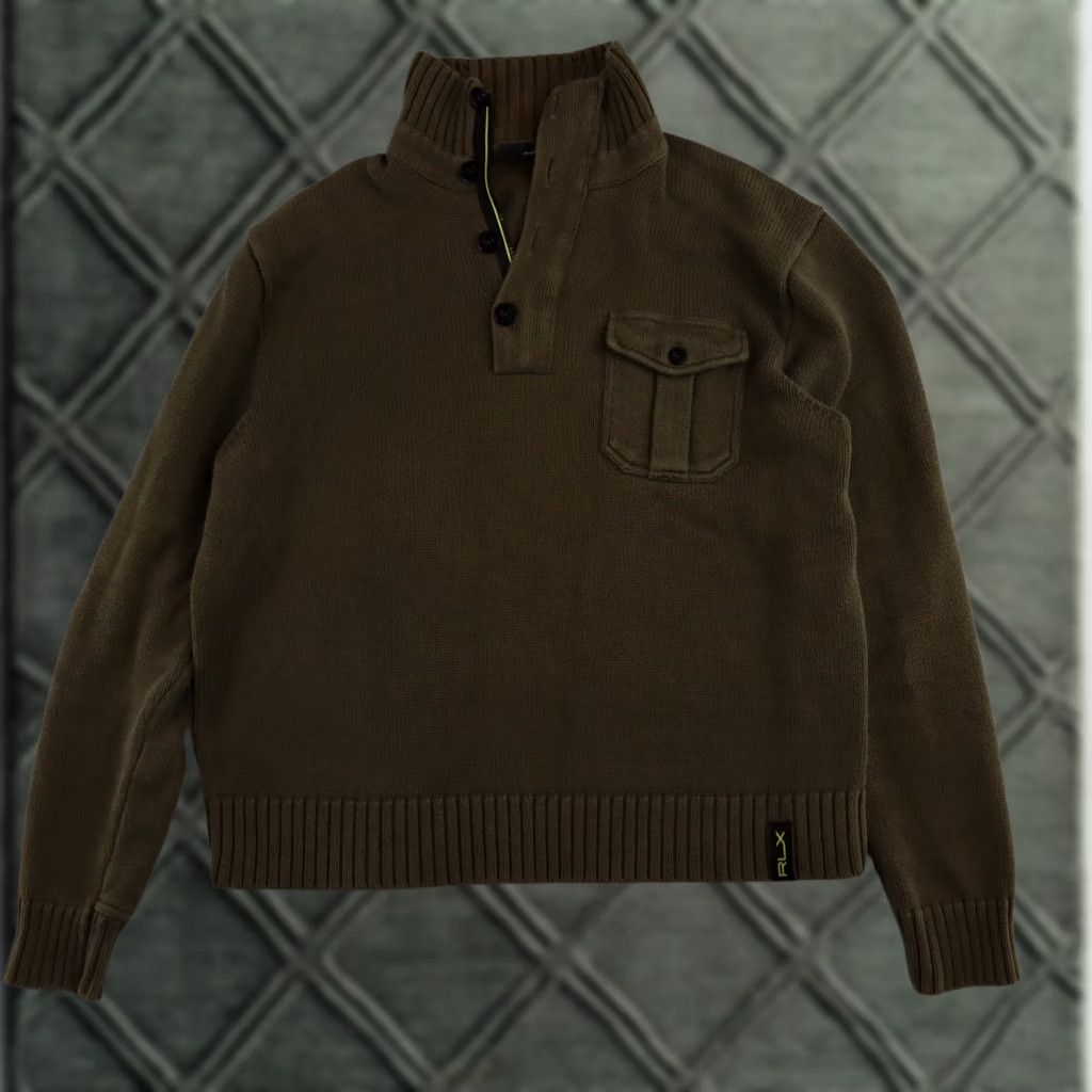 RLX Ralph Lauren VINTAGE RLX RALPH LAUREN Polo Shirt XL Green Ribbed Button Pullover Sweater Men Size US XL / EU 56 / 4 - 1 Thumbnail