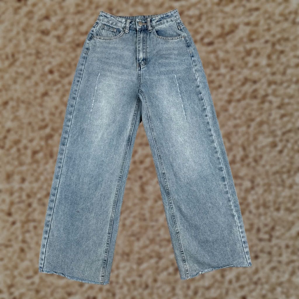 Vintage DAZY Jeans Women 23 Blue High Rise Wide-Leg Cotton Blend Medium Wash 23x26 Jeans Size 40" / US 18 - 1 Thumbnail
