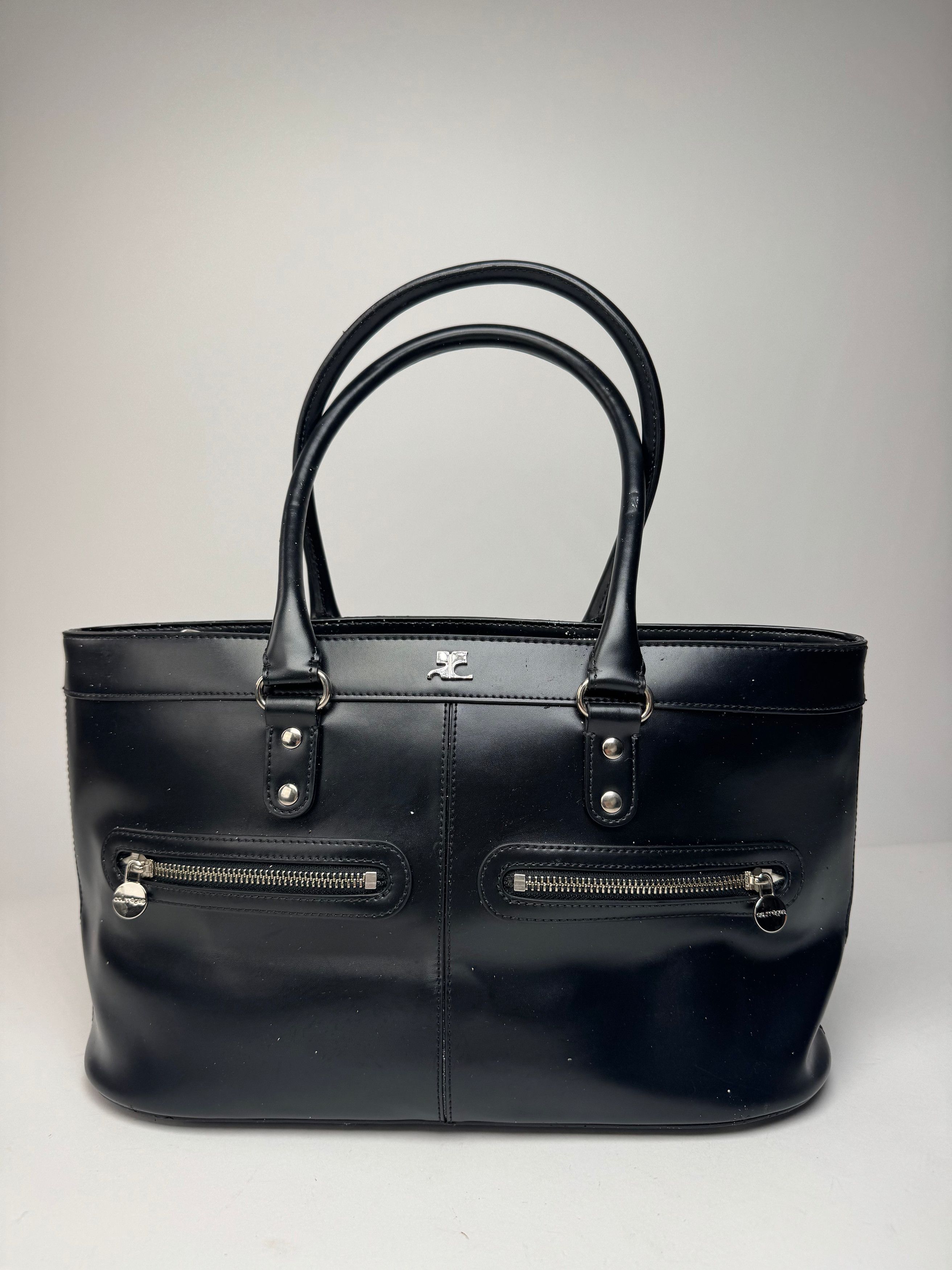 Courreges Vintage Leather Handbag Black Size ONE SIZE - 1 Thumbnail