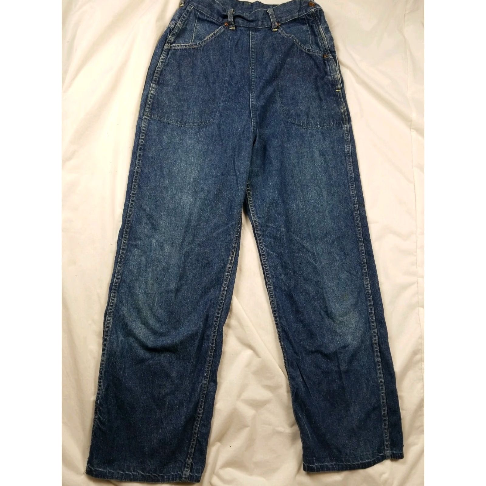 Lee VINTAGE Lee High Waisted Side Zip Jeans 27 x 29 USA Denim Blue 1940s Rockabilly Mens Size US 27 - 2 Thumbnail