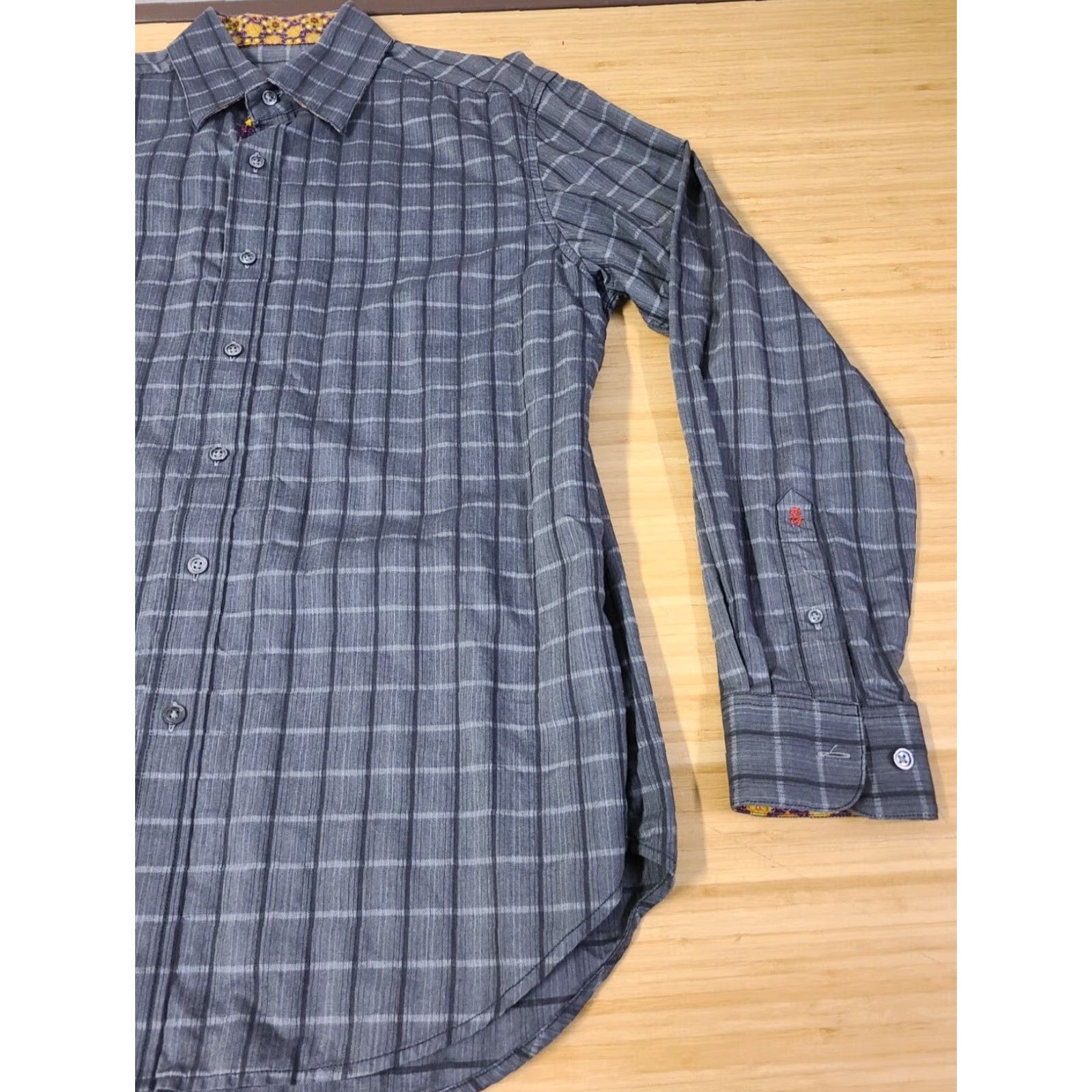 Robert Graham Robert Graham Men's Long Sleeve Shirt Gray Square Pattern Button-Up Collared Embroidered Graphic Print Size L Size US L / EU 52-54 / 3 - 2 Thumbnail
