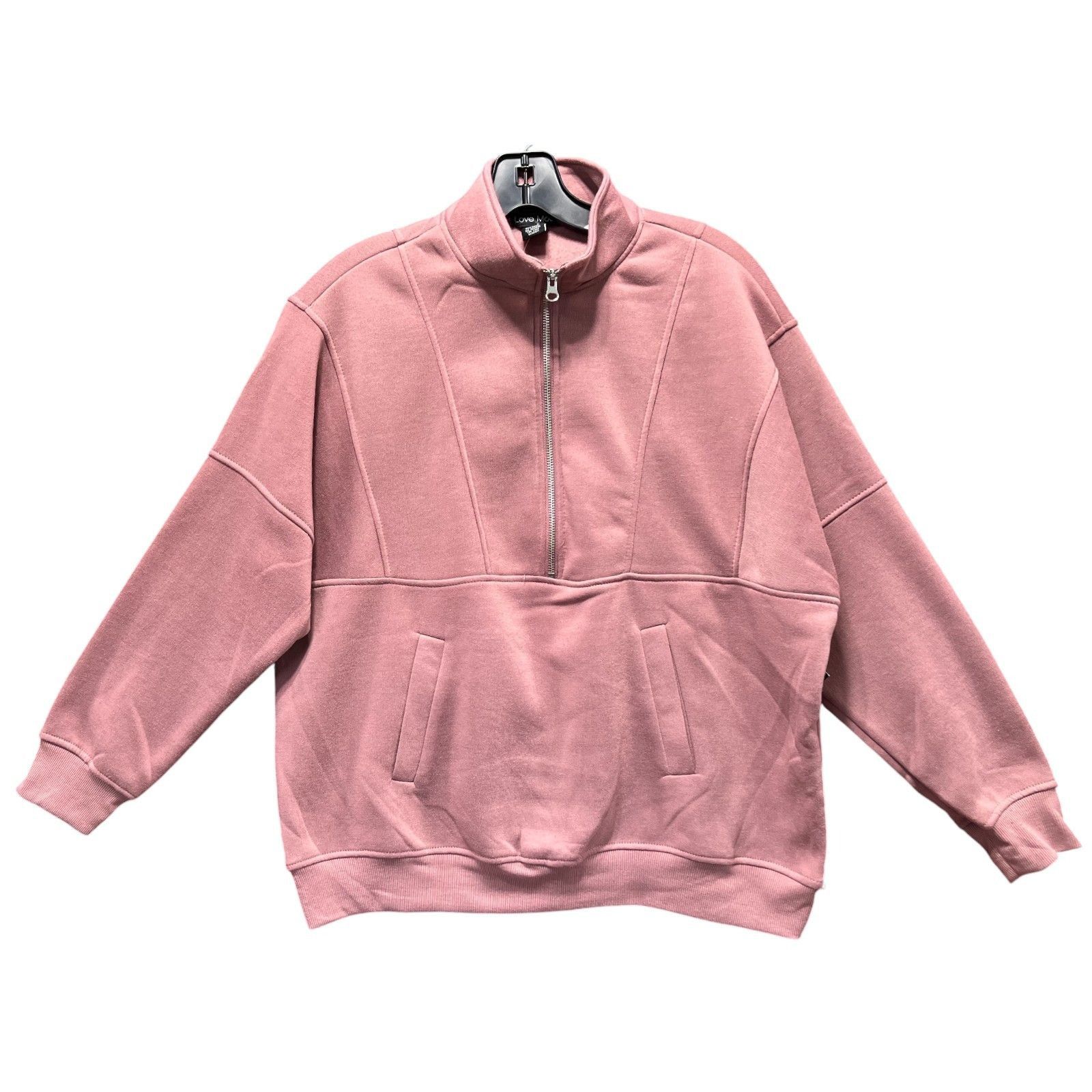 Other Love Mood - Women's Long Sleeve 1/2 Zip Sweatshirt - Pink - Size S / US 4 / IT 40 - 1 Thumbnail