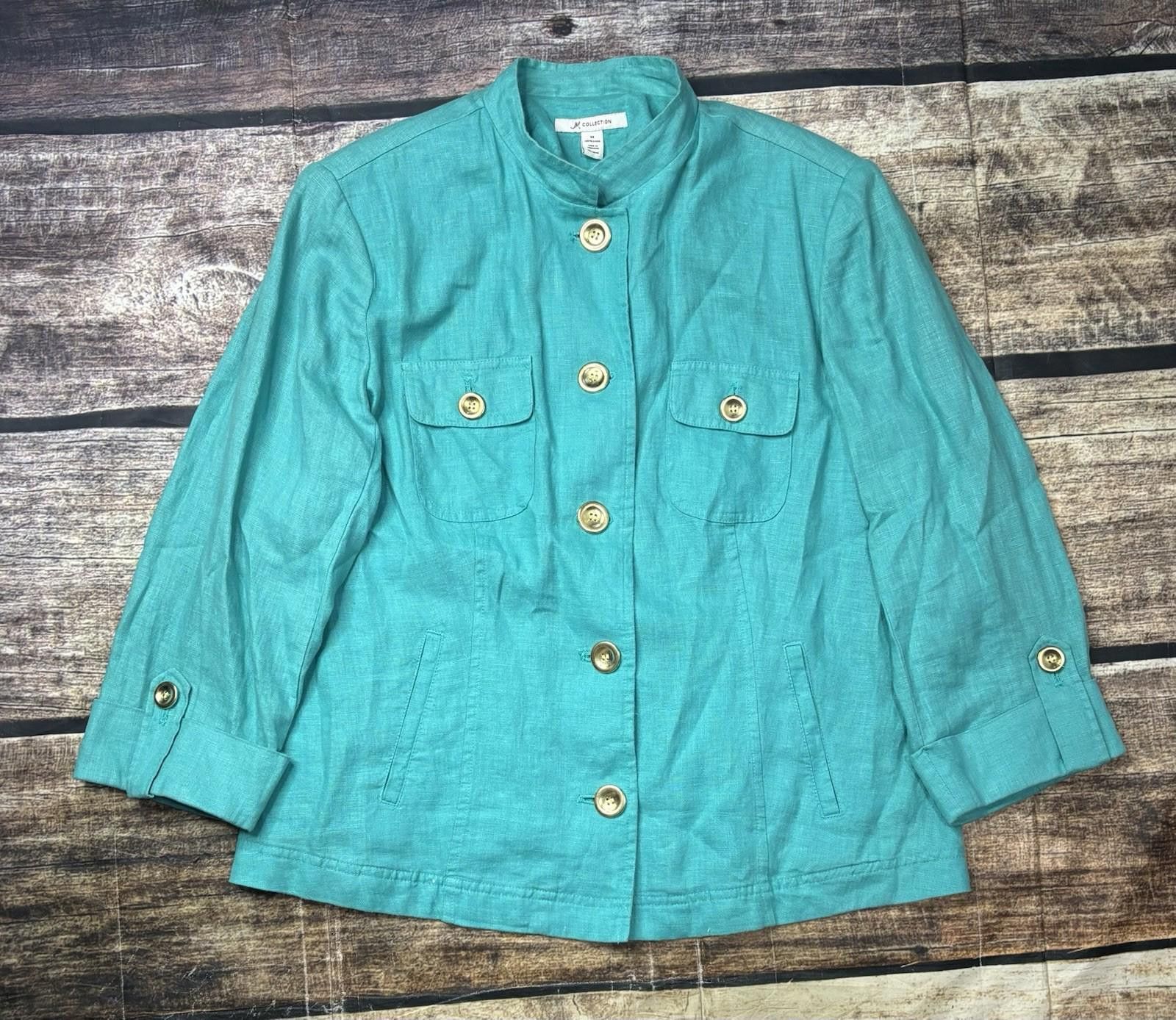 Other JM Collection Jacket Womens 14 XL Linen Pockets Roll Tab Size XL / US 12-14 / IT 48-50 - 1 Thumbnail