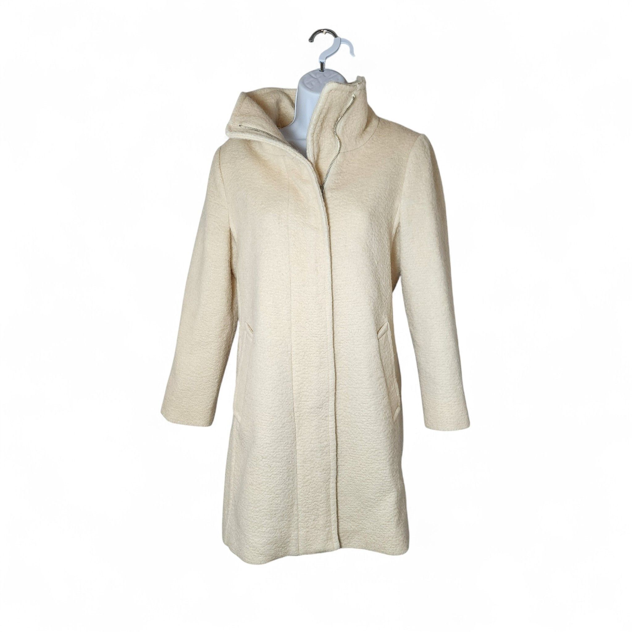 Cole Haan Ivory Alpaca Blend Jacket | Lined Winter Outerwear Size S / US 4 / IT 40 - 9 Thumbnail