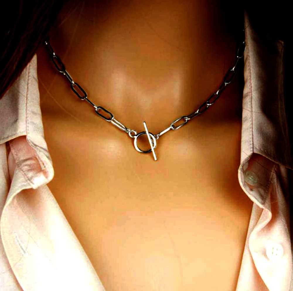 Designer × Vintage Punk Shine Paperclip Chain Silver Necklace Streetwear Rave Size ONE SIZE - 1 Thumbnail