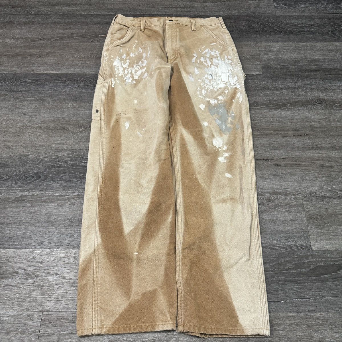 Carhartt × StraightFaded × Vintage Vintage 90s Carhartt flannel lined faded & painted pants Size US 33 - 1 Thumbnail