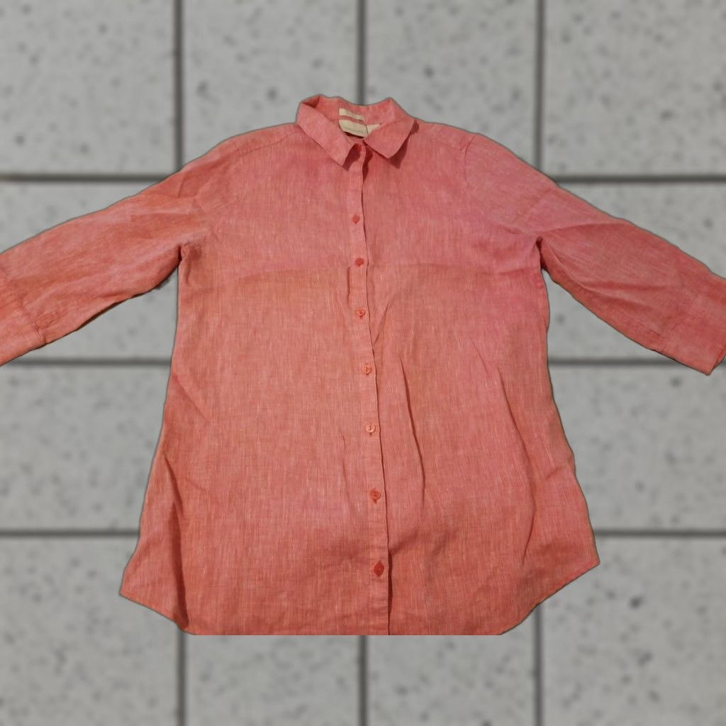Vintage VINTAGE Chico's Linen Dress Shirt Womens 0 Pink Blouse Linen Shirt Womens 0 Pink Blouse Size XS / US 0-2 / IT 36-38 - 1 Thumbnail