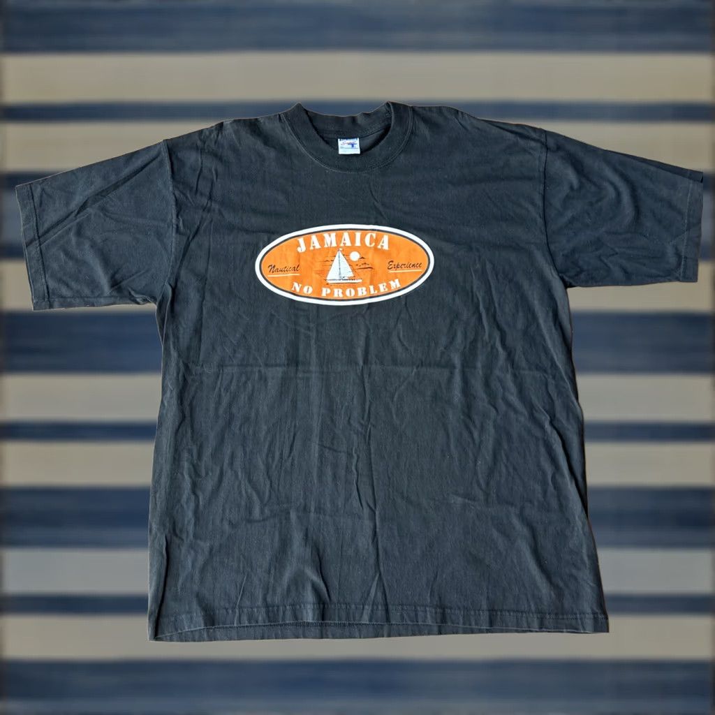 Vintage VINTAGE 90s Jamaica No Problem Nautical Experience T-Shirt XL Black Cotton Graphic Print Crew Neck Men Short Sleeve Souvenir Size US XL / EU 56 / 4 - 1 Thumbnail