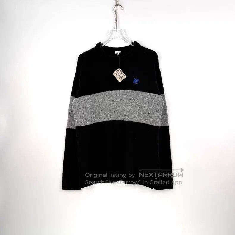 Loewe Loewe Black and grey wide striped embroidered logo wool sw Size L / US 10 / IT 46 - 3 Thumbnail