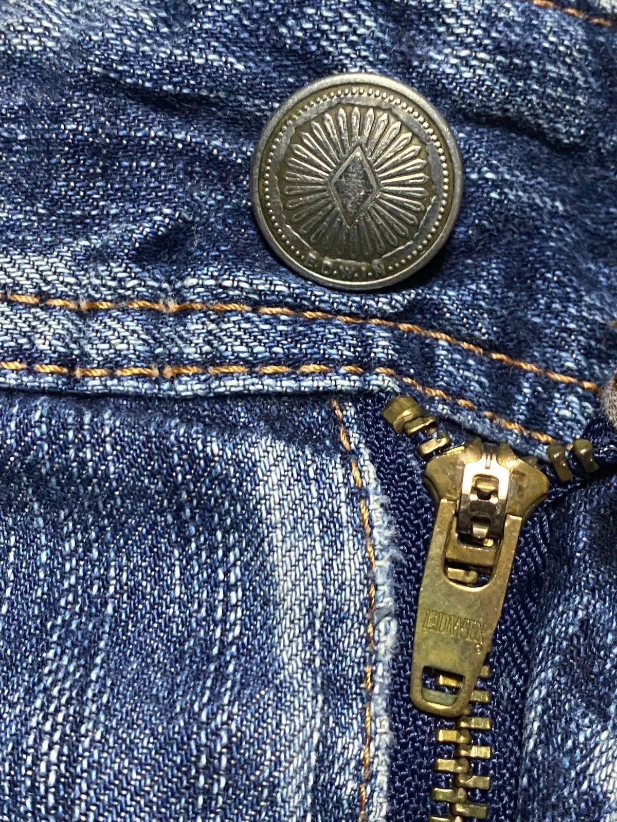 Japanese Brand Vintage Edwin 431 XVS Blue Wash Distressed Flare Jeans Size US 31 - 11 Thumbnail
