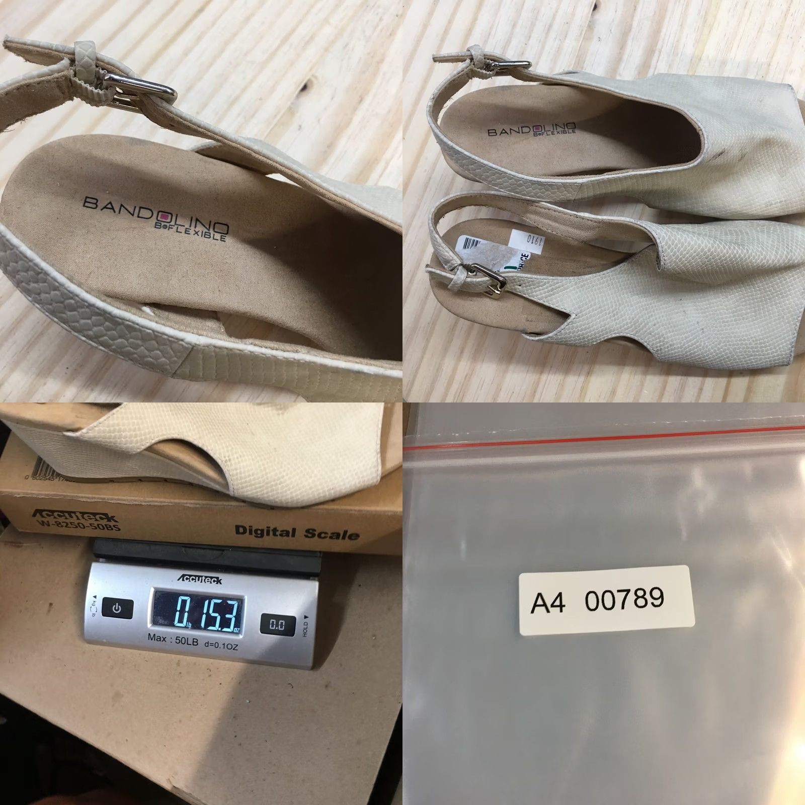 Vintage Bandolino Heels Womens 8.5 M Galatee Open Toe Wedge Slingback Beige Leather Size US 9 / IT 39 - 10 Thumbnail