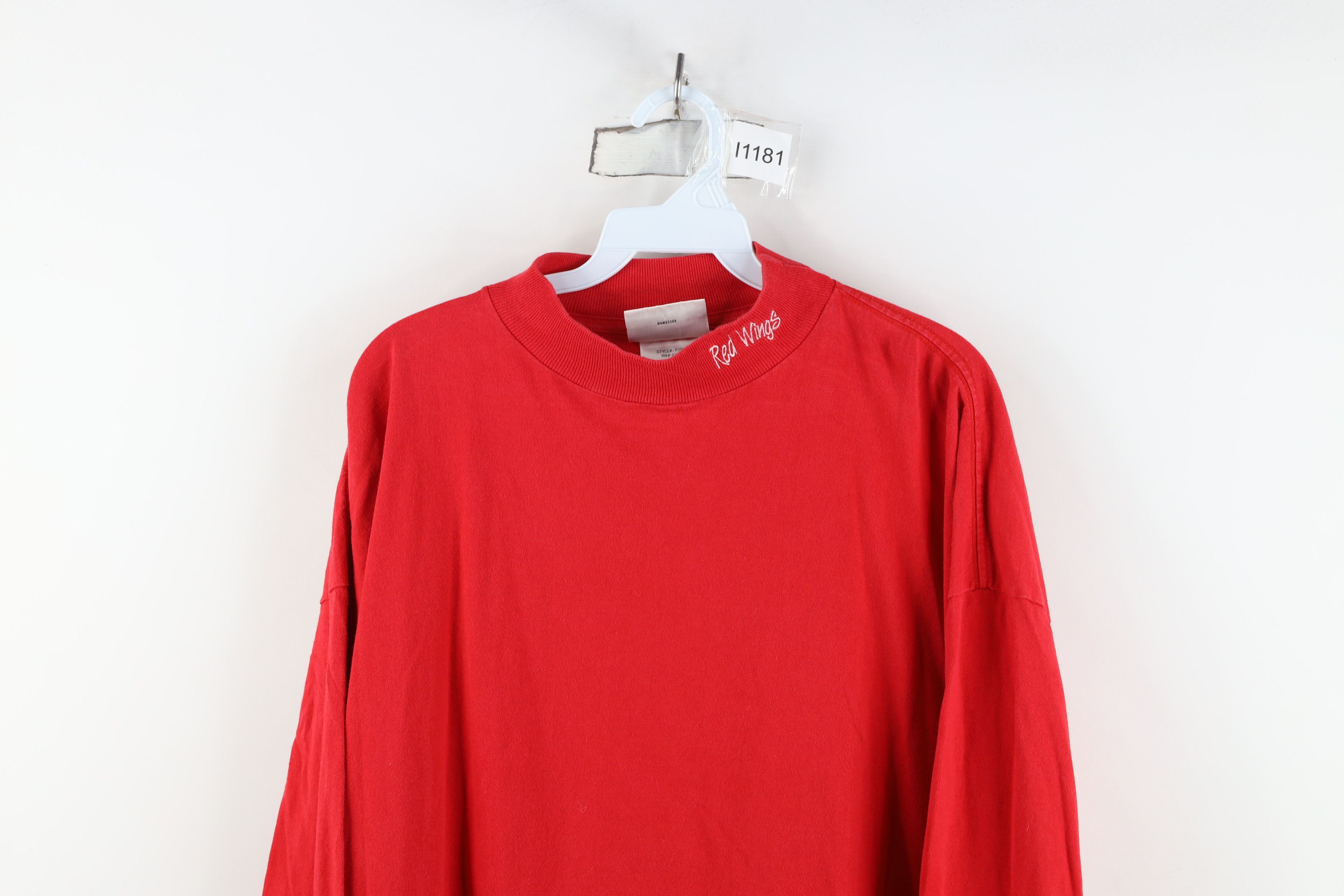 Puma Vintage 90s Puma Red Wings Hockey Mock Neck T-Shirt Red Size US XXL / EU 58 / 5 - 2 Thumbnail