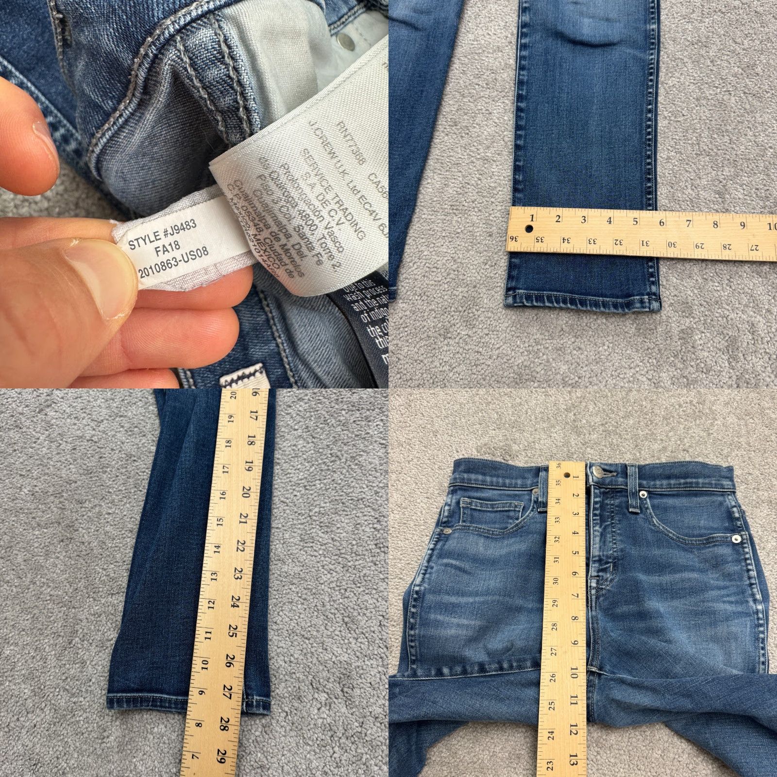 Vintage Rivet & Thread Slim Straight Jeans Womens 27 Blue High Rise Stretch 28x27 City Streetwear Size 27" / US 4 / IT 40 - 8 Thumbnail