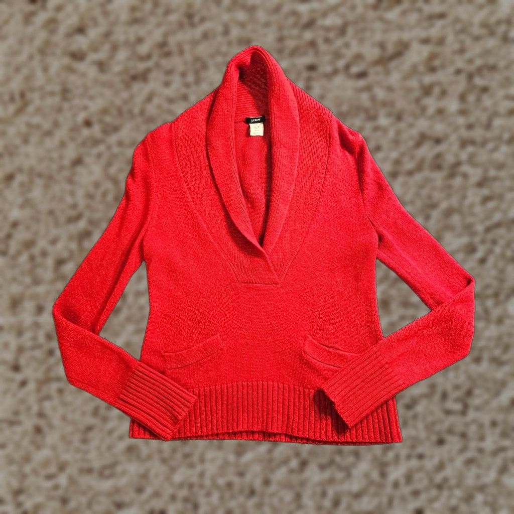 J.Crew J.CREW Sweater Top Womens Small Red Alpaca Wool Shawl Collar Long Sleeve Casual Size S / US 4 / IT 40 - 1 Thumbnail