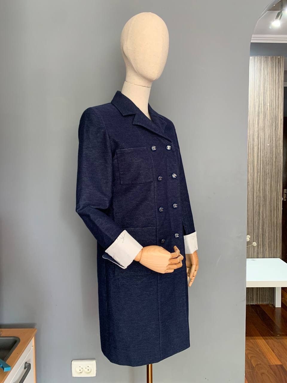 Chanel Chanel Jacket Coat CC Women Double Breasted Logo Blue Sz:36 Size S / US 4 / IT 40 - 6 Thumbnail