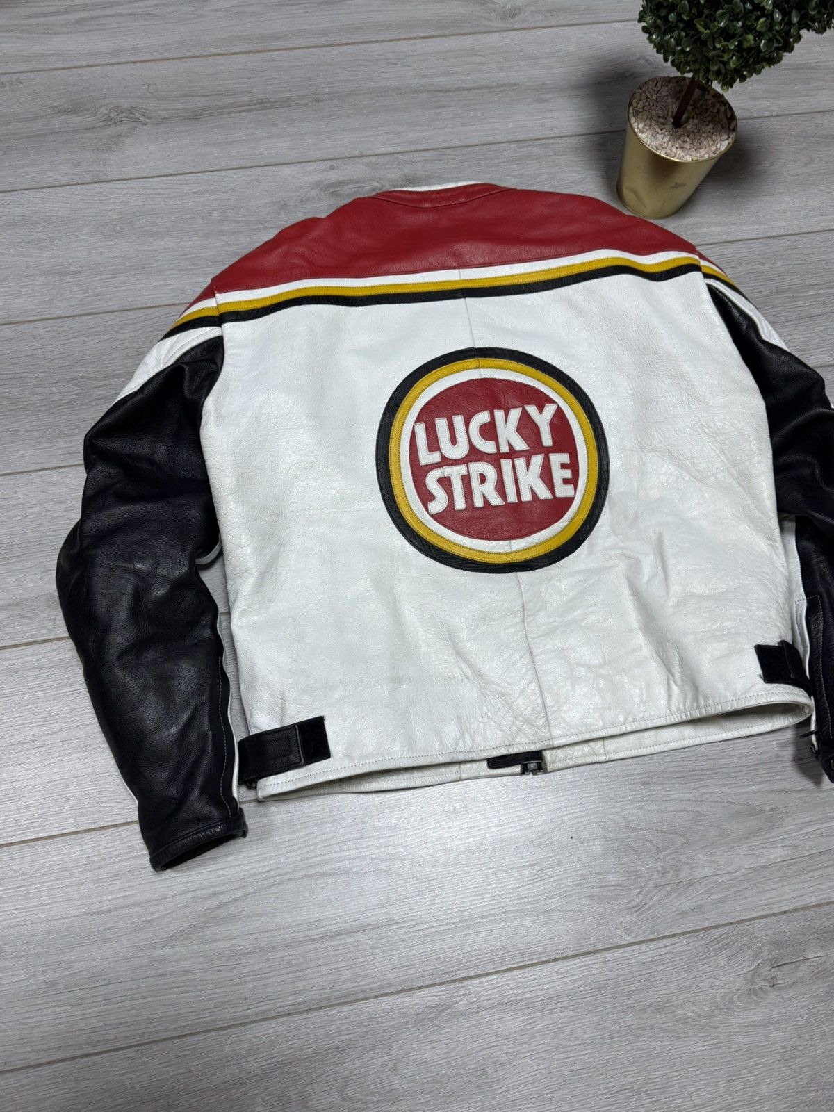 Vintage Lucky Strike leather racing protection jacket big logo Size US XXL / EU 58 / 5 - 9 Thumbnail