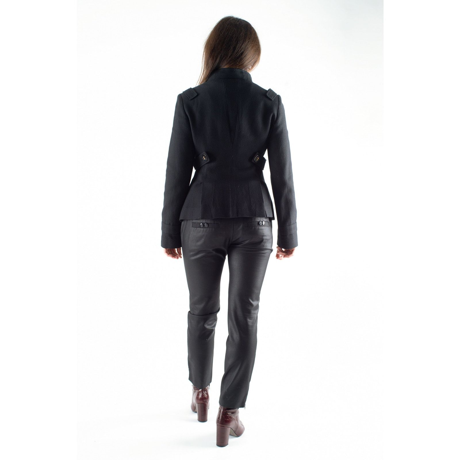 Other Requiem Silk Lined Cotton Blend Black Elegant Jacket Size S / US 4 / IT 40 - 3 Thumbnail