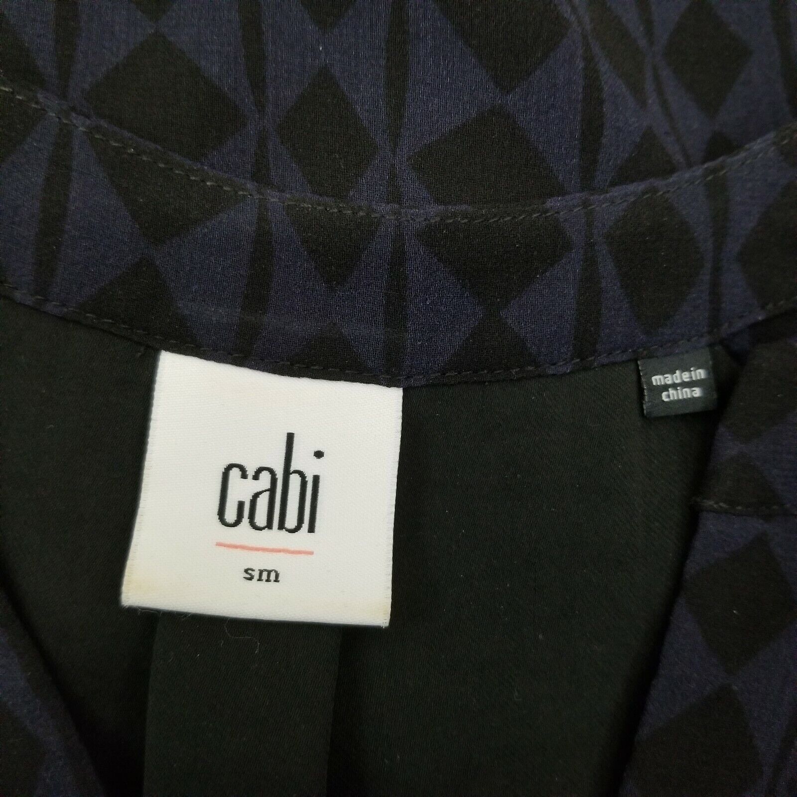 Vintage Cabi S Dress Blue Black Diamond Geometric Harlequin Lined Sh Size S / US 4 / IT 40 - 5 Thumbnail