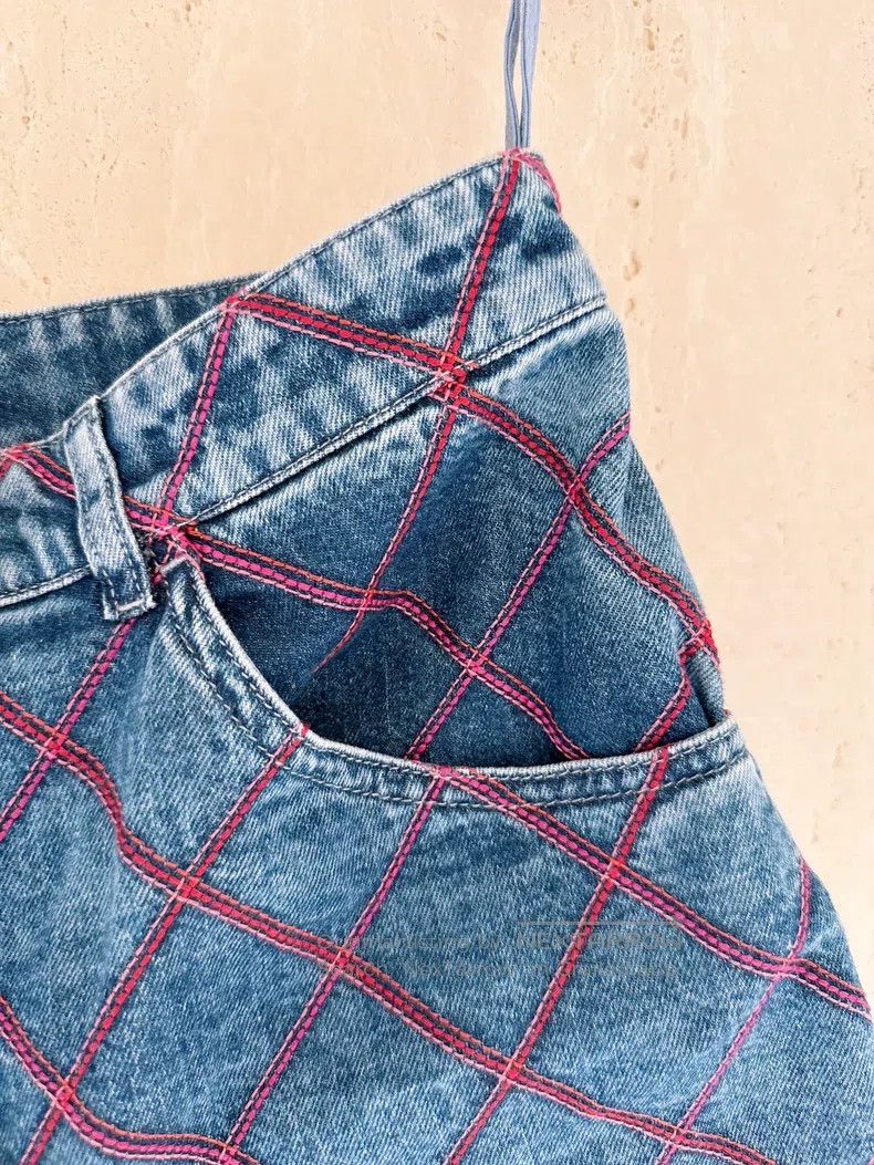 Chanel Chanel Pink diamond check denim shorts Size 42" / US 20 - 3 Thumbnail