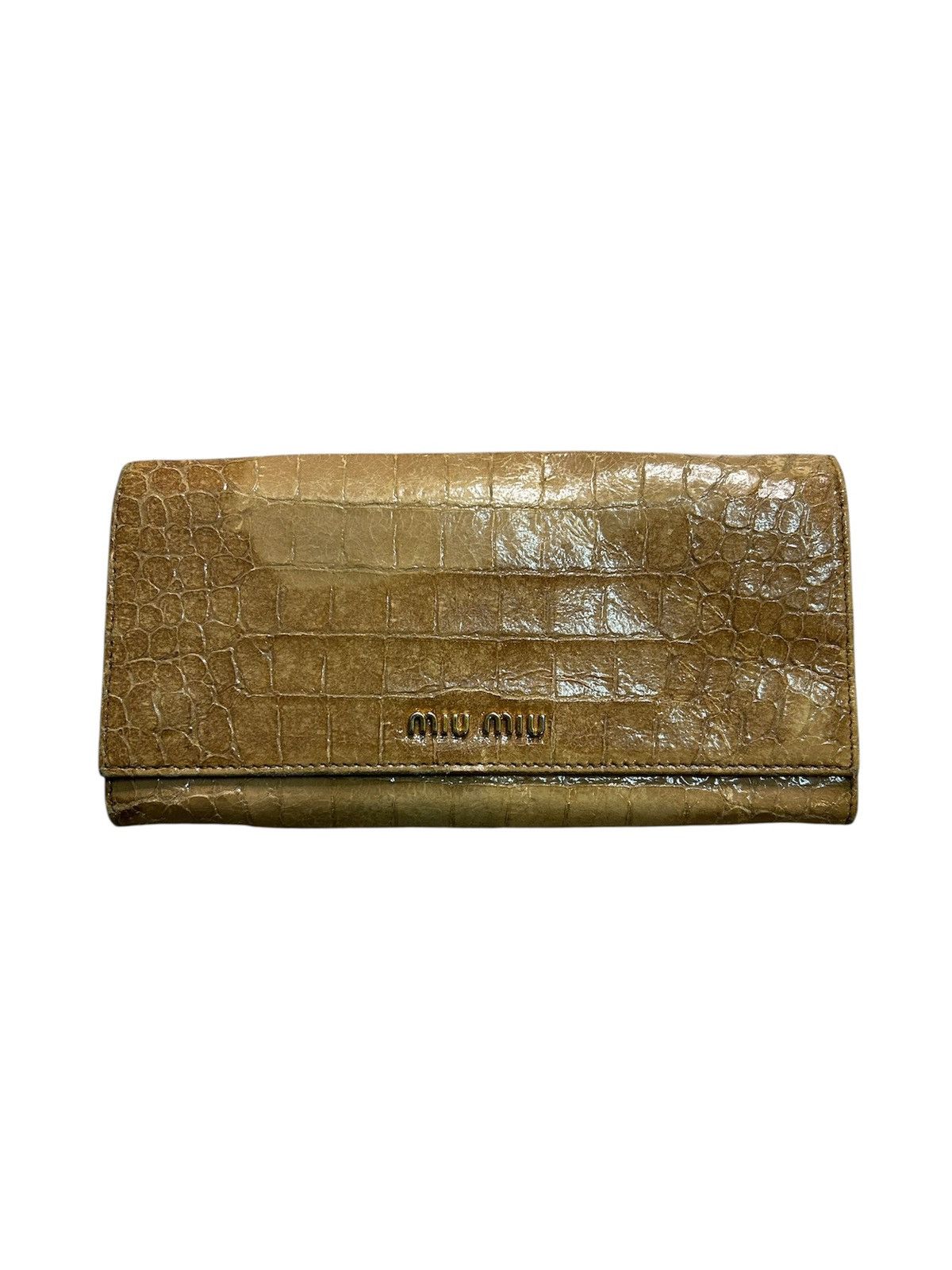 Miu Miu Miu Miu Croc Embossed Patent Leather Flap Continental Wallet Size ONE SIZE - 1 Thumbnail