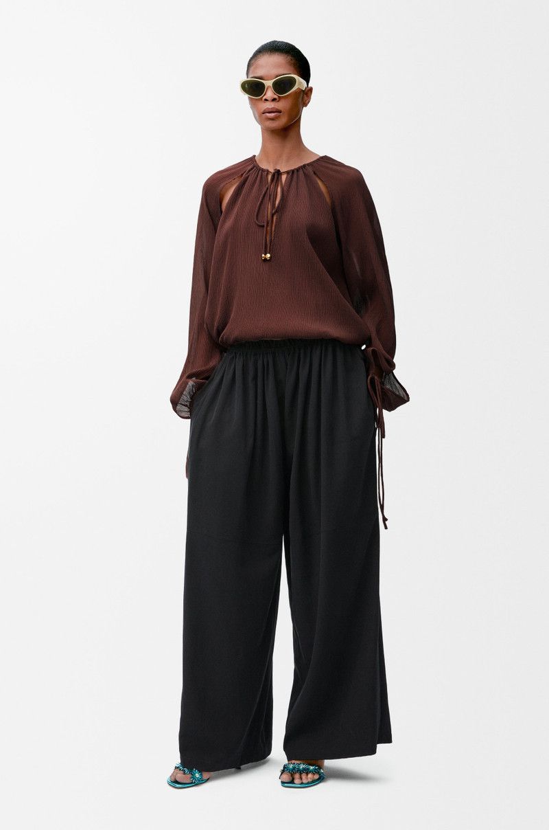 Loewe o1in1g0426 Blouse in Cotton And Silk in Coffee Size S / US 4 / IT 40 - 2 Thumbnail