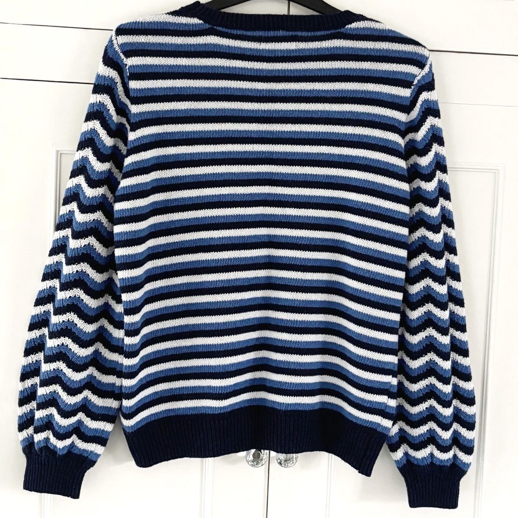 Vintage Papaya Striped Jumper Women’s Balloon Sleeve Crew Neck Pullover Size M Used Size M / US 6-8 / IT 42-44 - 2 Thumbnail