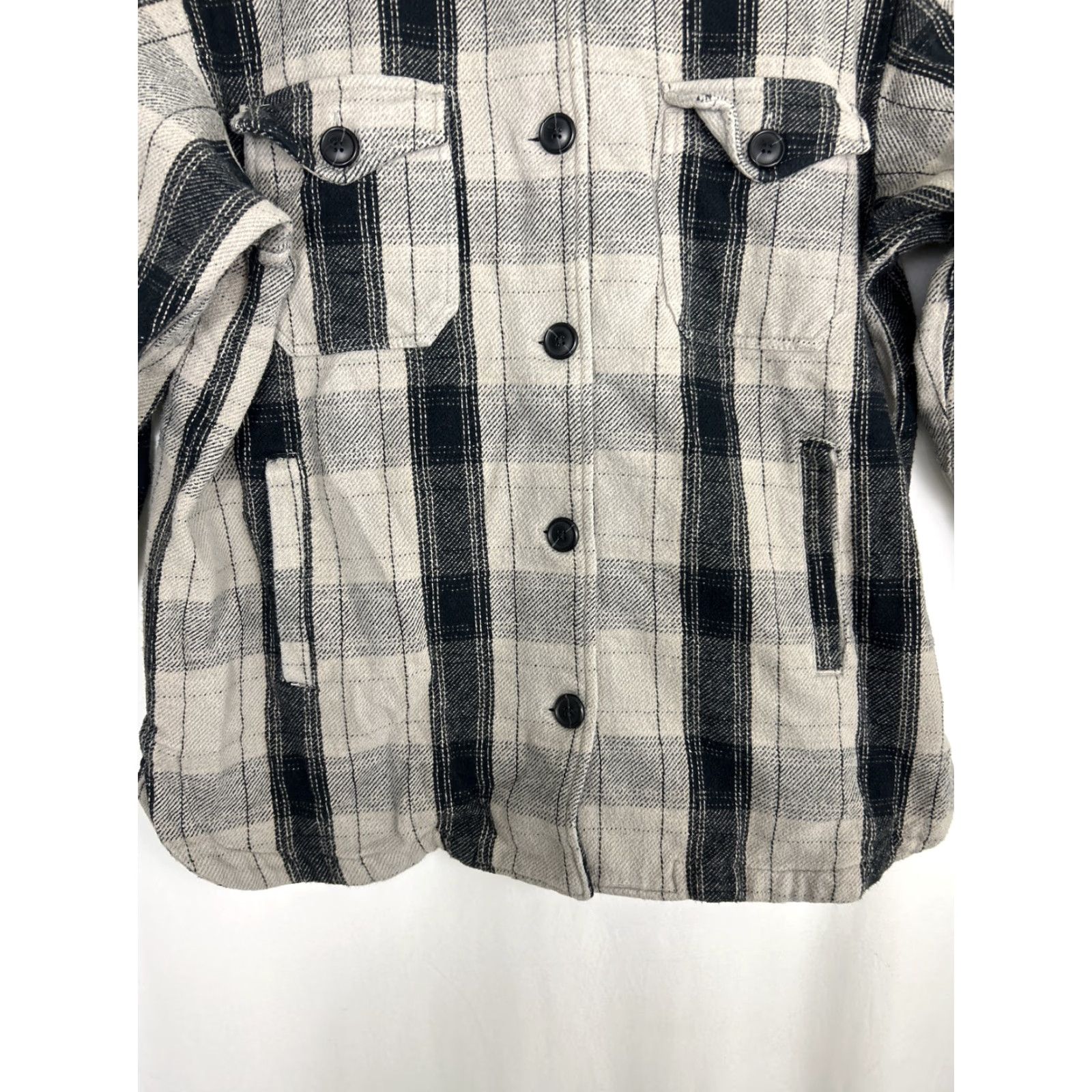 Lucky Brand Lucky Brand Women's Shirt Jacket Oversized Flannel Plaid Black Gray 100% Cotton Collared Button-Up Pockets Relaxed Size M - Gray - Vintage: No Size M / US 6-8 / IT 42-44 - 5 Thumbnail