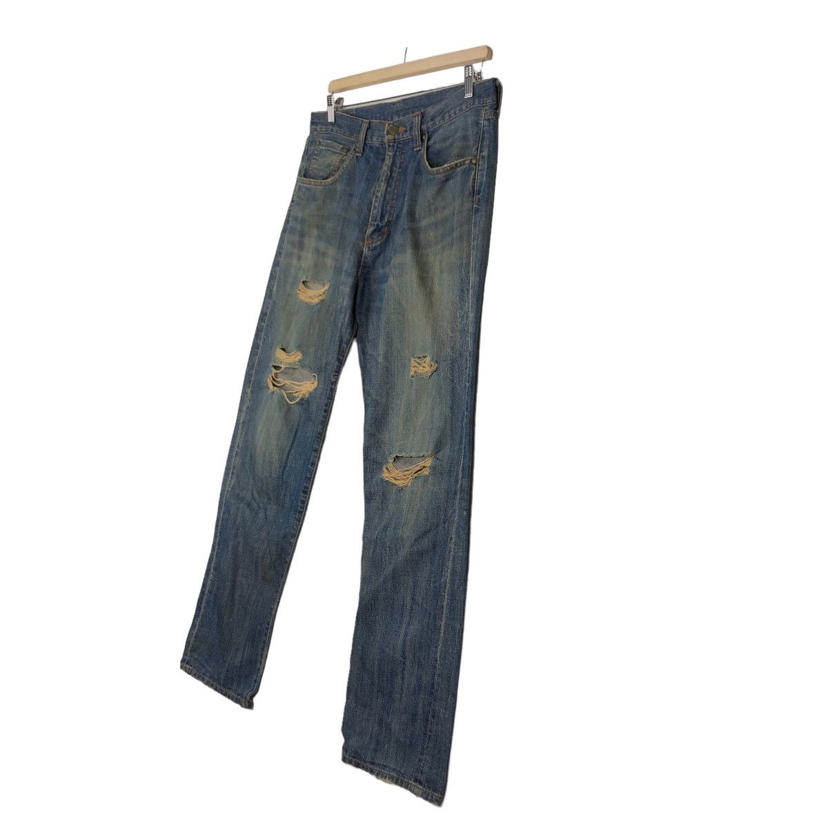 Japanese Brand 🔥Punk Design Distressed Style Denim Jeans Tough Japan Size US 34 / EU 50 - 2 Thumbnail