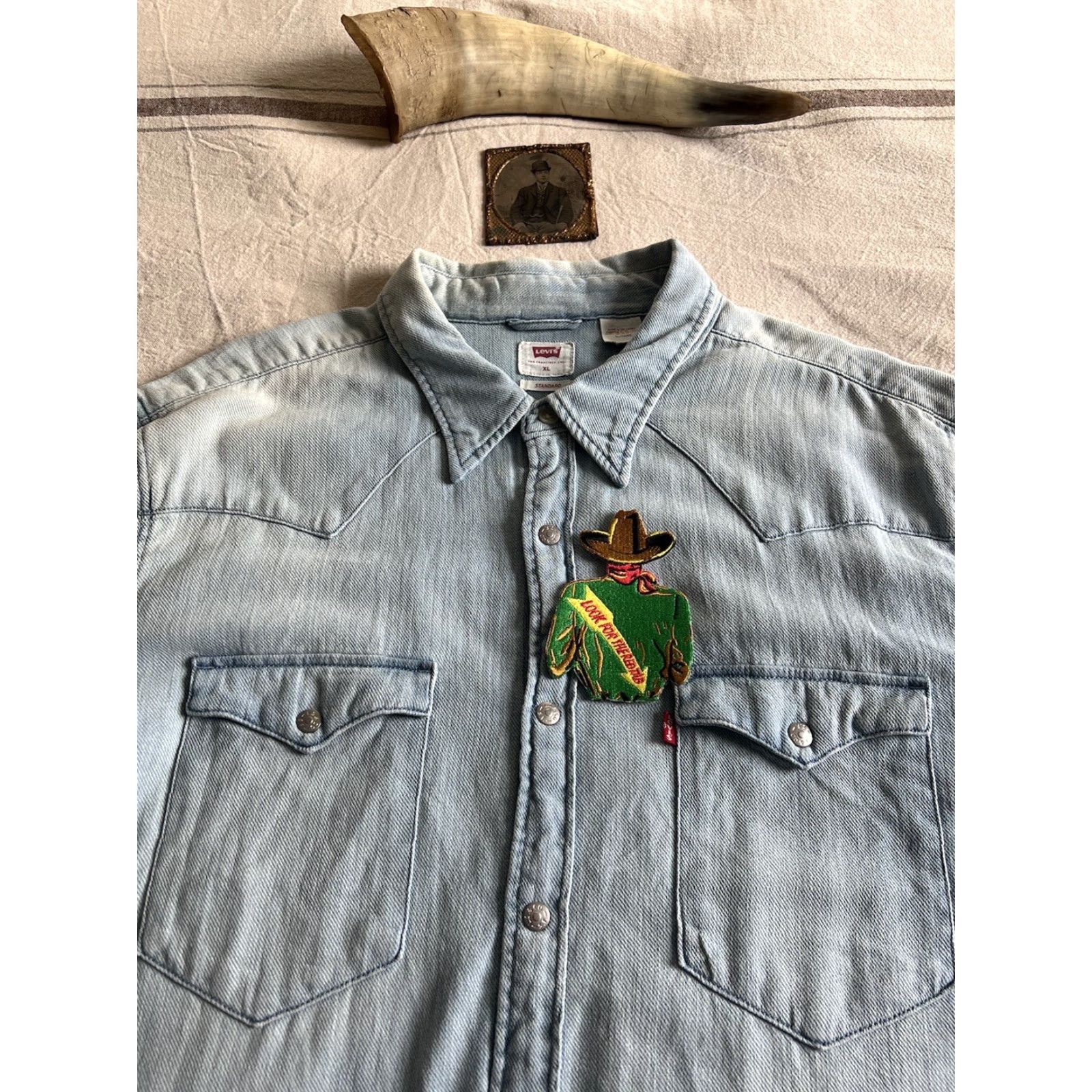 Levi's Levi's Barstow Shirt XL 2019 Western Denim Rivet Snap Pockets Blue Mens Size US XL / EU 56 / 4 - 5 Thumbnail