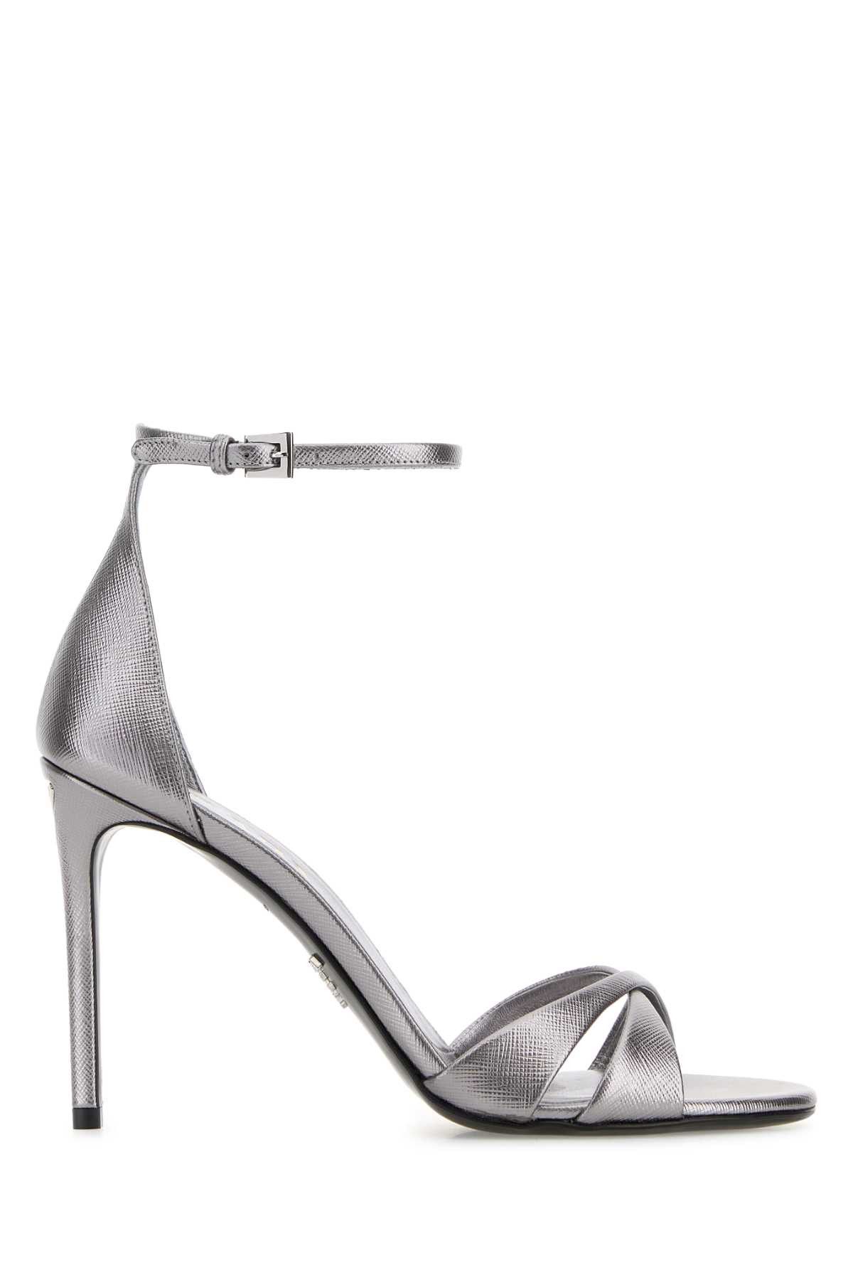 Prada Silver Leather Sandals Size US 7.5 / IT 37.5 - 1 Thumbnail