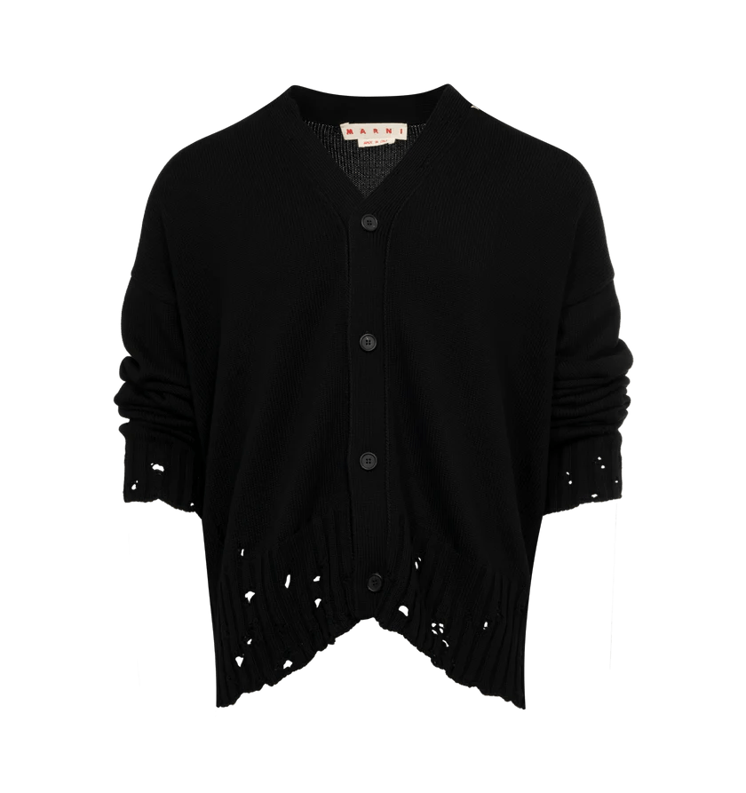 Marni o1h1sh11224 Destroyed Cardigan in Black Size US XL / EU 56 / 4 - 1 Thumbnail