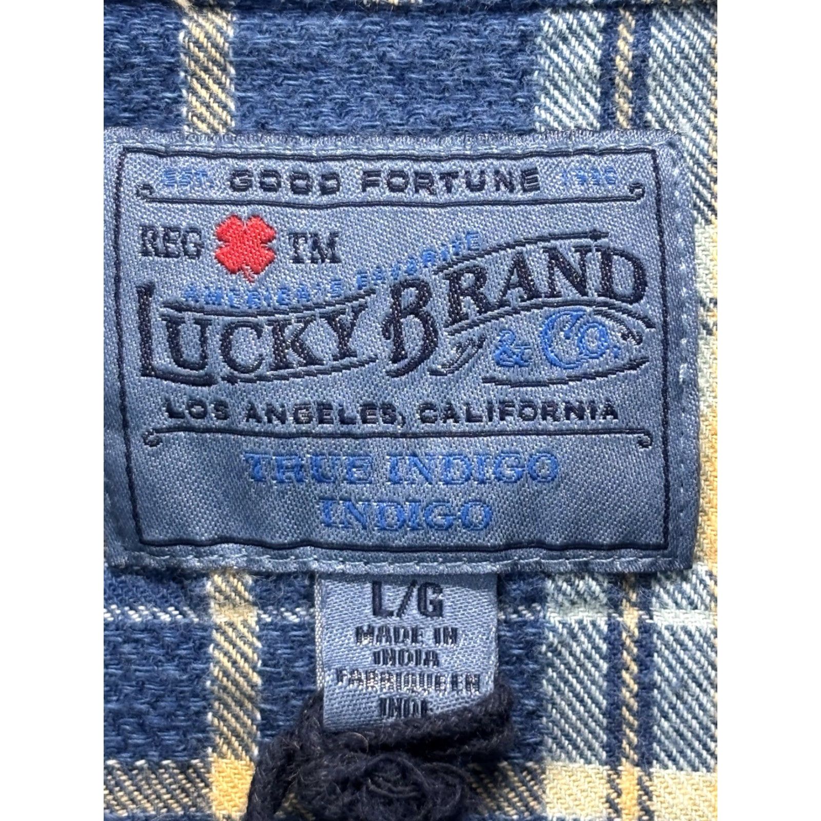 Lucky Brand LUCKY BRAND Men’s Large Classic Fit True Indigo Pearl Snap Plaid Shirt Western Size US L / EU 52-54 / 3 - 7 Thumbnail