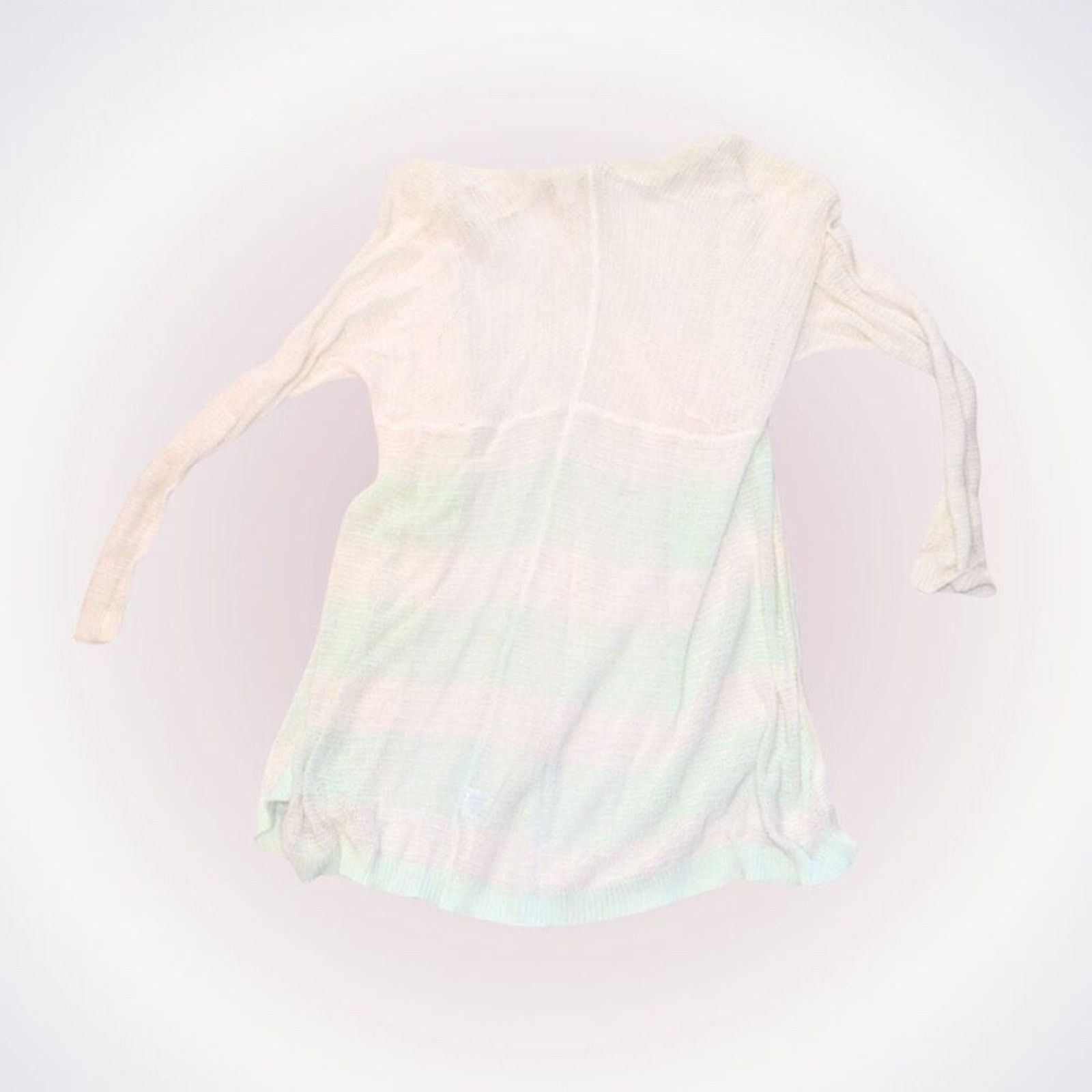 Other Wild Pearl White and Green Striped Knit Cardigan | Sz S Size S / US 4 / IT 40 - 1 Thumbnail