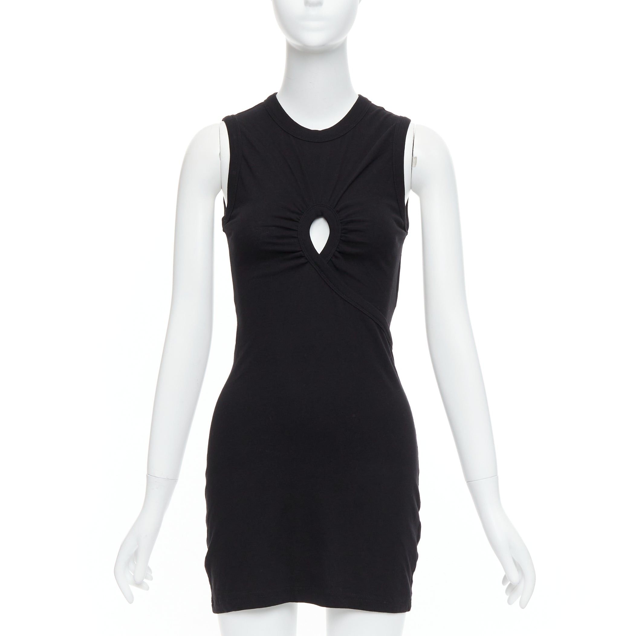 Alexander Wang T ALEXANDER WANG black cotton chest cutout twist draped mini dress XS Size S / US 4 / IT 40 - 1 Thumbnail