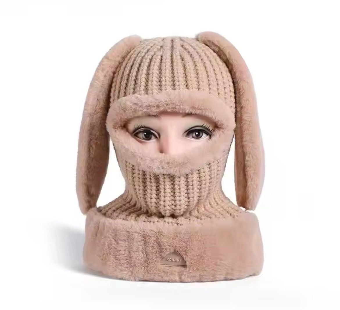 Japanese Brand Soft Plush Long Earflaps Knitted Beanie Hat Size ONE SIZE - 1 Thumbnail