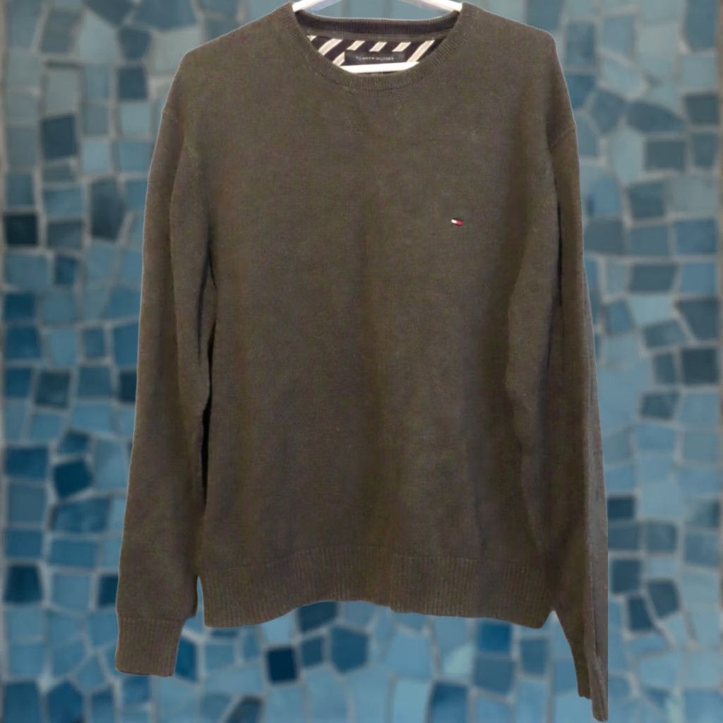 Tommy Hilfiger Tommy Hilfiger Sweater Men L Gray Crew Neck Pullover Solid Winter Crewneck Size L Men XS? Size US L / EU 52-54 / 3 - 1 Thumbnail