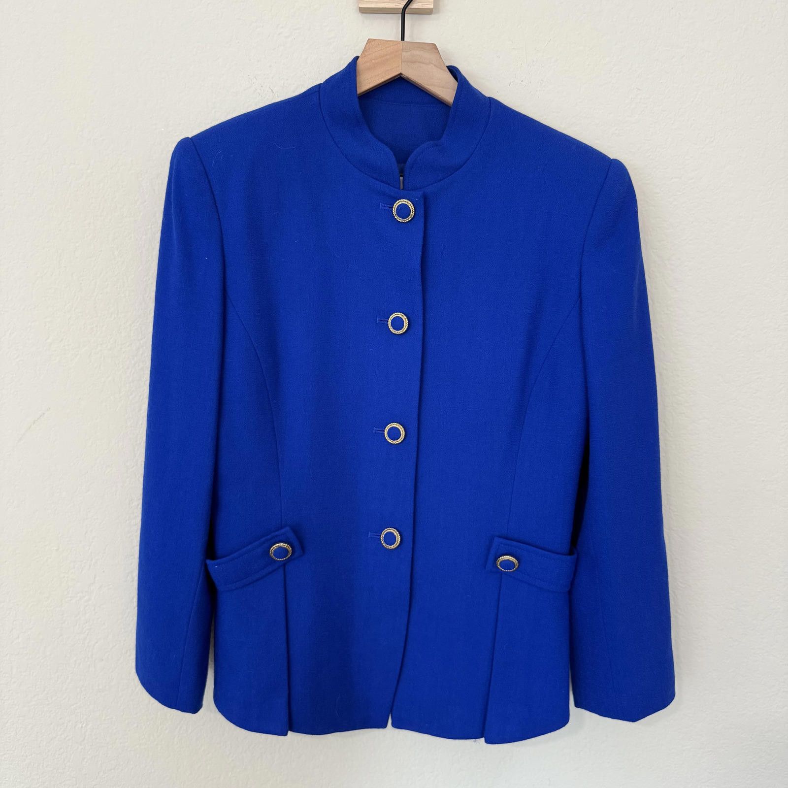 Albert Nipon Albert Nipon Suite Jacket and Skirt Women's 10 Blue Wool Size L / US 10 / IT 46 - 1 Thumbnail