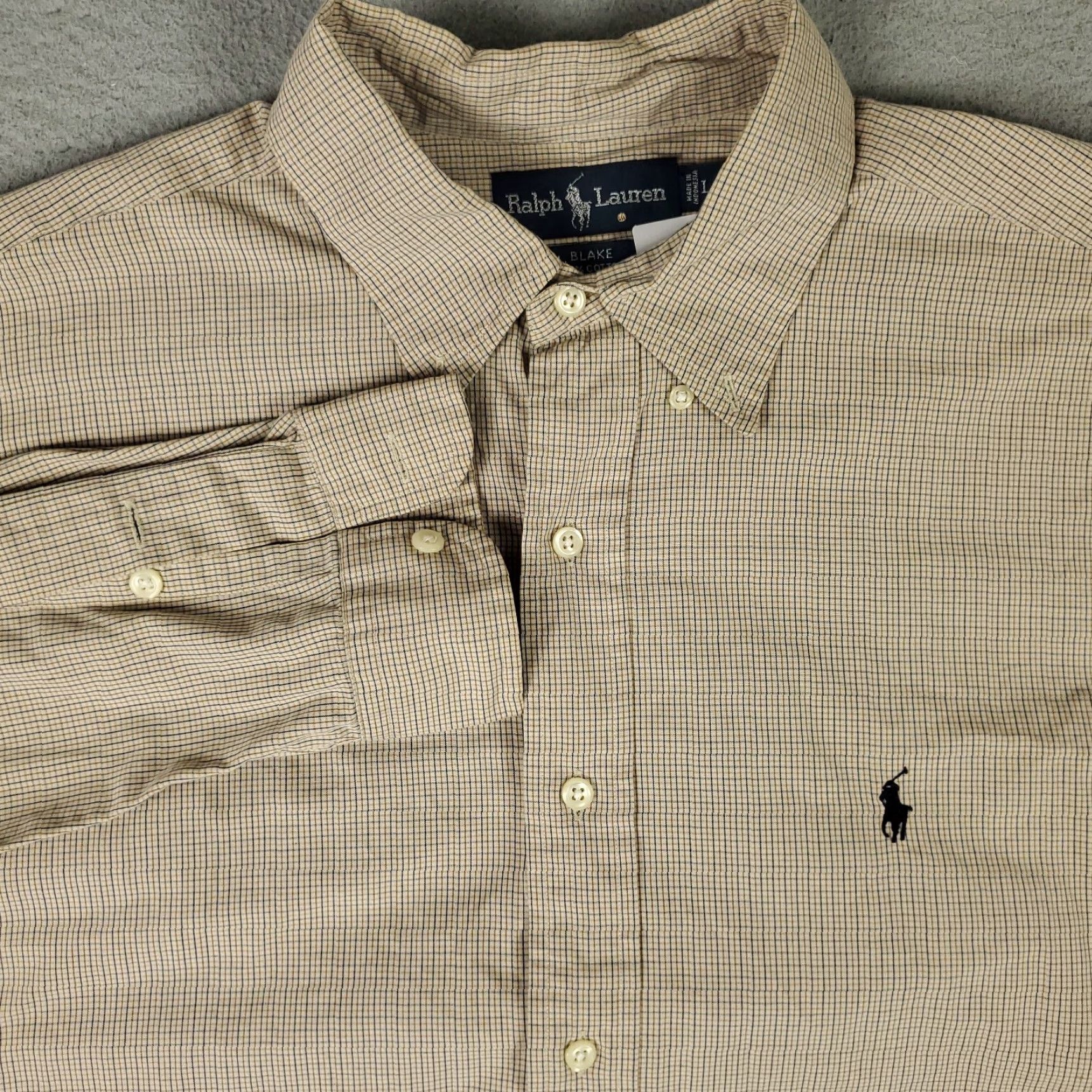 Ralph Lauren Ralph Lauren Check Button-Up Shirt Mens Large Beige Long Sleeve Casual Modern Preppy Size US L / EU 52-54 / 3 - 2 Thumbnail